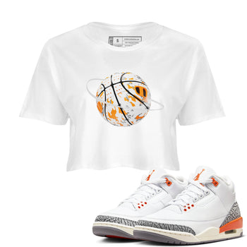 3s Georgia Peach shirt to match jordans Camo Basketball Planet sneaker tees Air Jordan 3 Georgia Peach SNRT Sneaker Release Tees White 1 crop length shirt