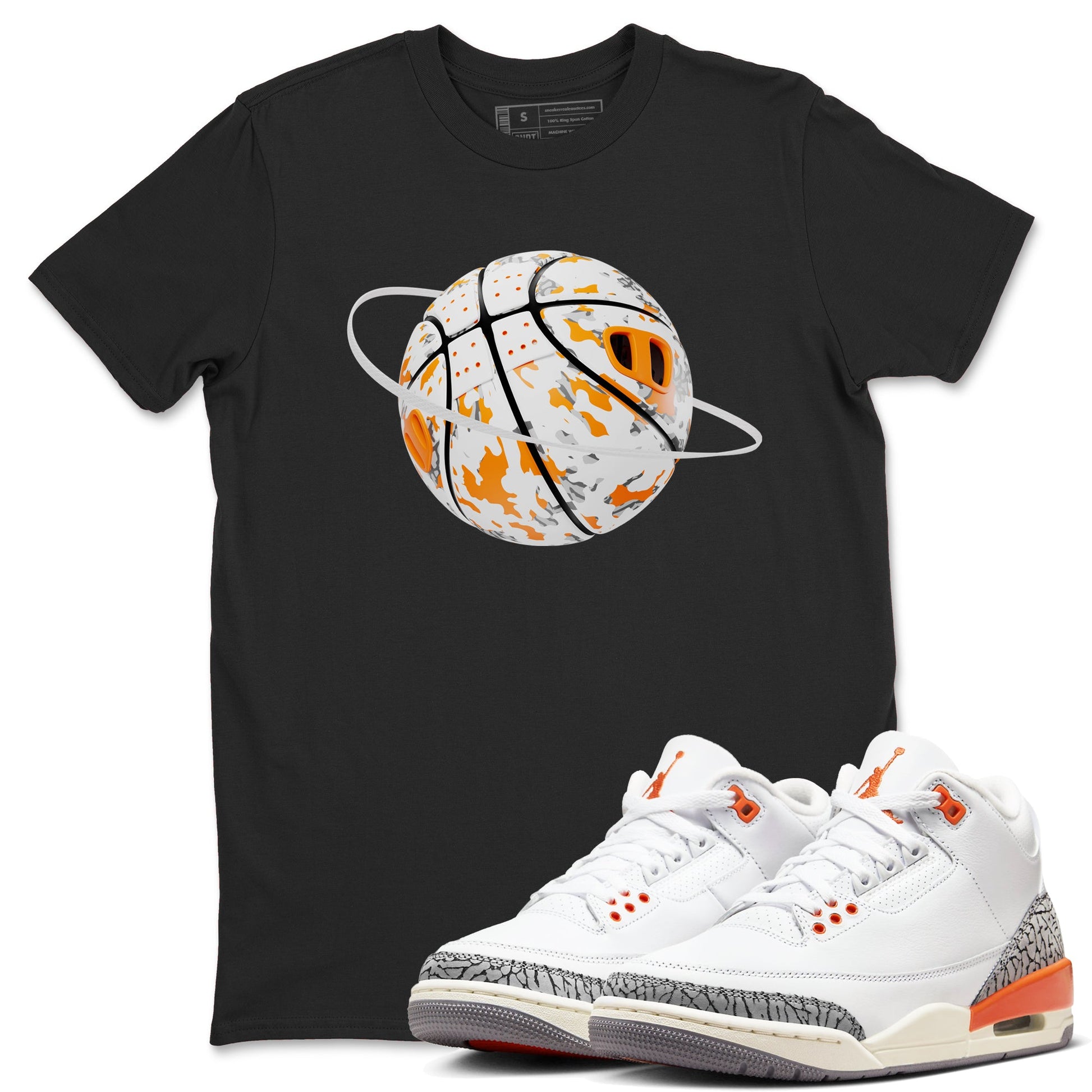 3s Georgia Peach shirt to match jordans Camo Basketball Planet sneaker tees Air Jordan 3 Georgia Peach SNRT Sneaker Release Tees unisex cotton Black 1 crew neck shirt