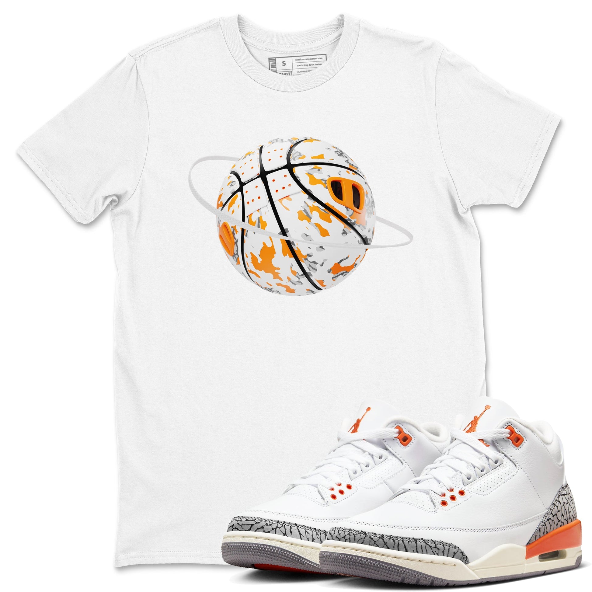 3s Georgia Peach shirt to match jordans Camo Basketball Planet sneaker tees Air Jordan 3 Georgia Peach SNRT Sneaker Release Tees unisex cotton White 1 crew neck shirt