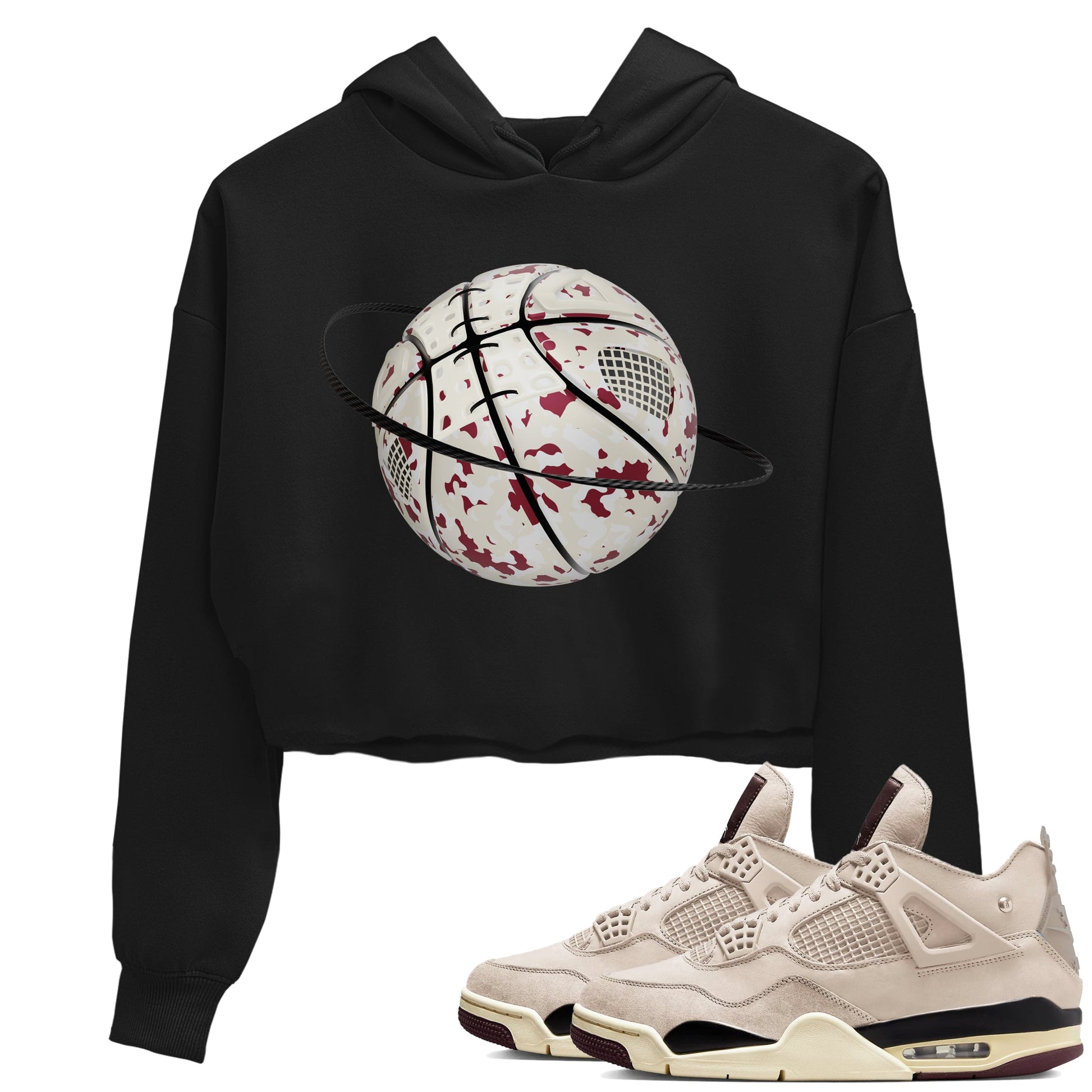 4s A Ma Maniere x Fossil Stone shirts to match jordans Camo Basketball Planet sneaker match tees Air Jordan 4 A Ma Maniere x Fossil Stone match shoes to clothes SNRT Sneaker Tees unisex cotton Black 1 crop tee