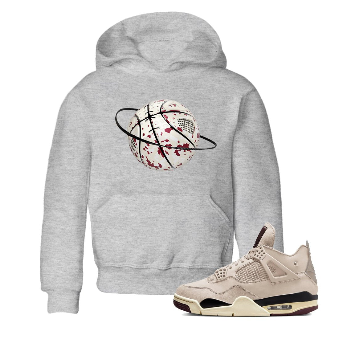 4s A Ma Maniere x Fossil Stone shirts to match jordans Camo Basketball Planet sneaker match tees Air Jordan 4 A Ma Maniere x Fossil Stone match shoes to clothes SNRT Sneaker Tees Youth Baby Heather Grey 1 tee