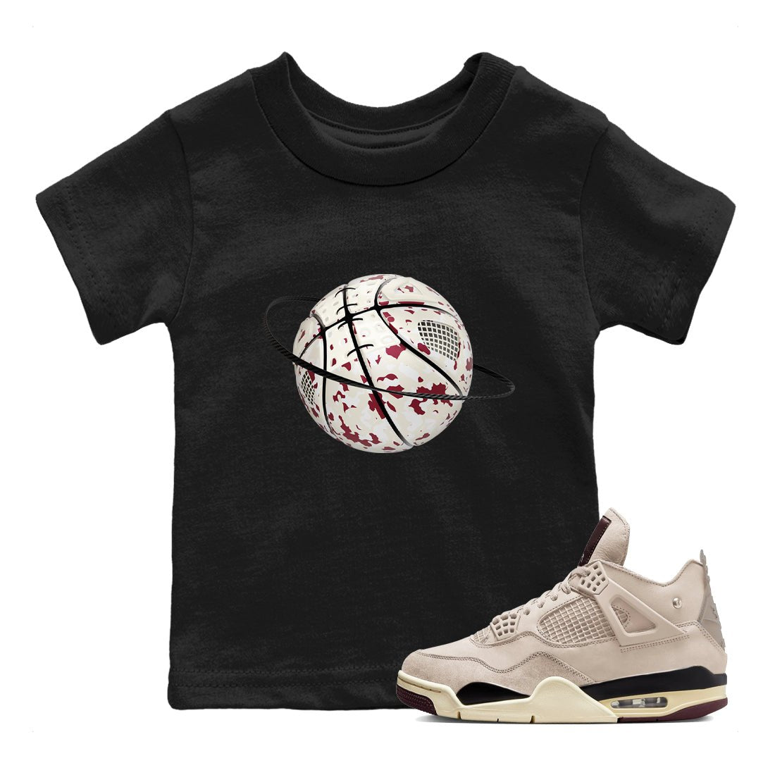 4s A Ma Maniere x Fossil Stone shirts to match jordans Camo Basketball Planet sneaker match tees Air Jordan 4 A Ma Maniere x Fossil Stone match shoes to clothes SNRT Sneaker Tees Youth Baby Black 1 tee