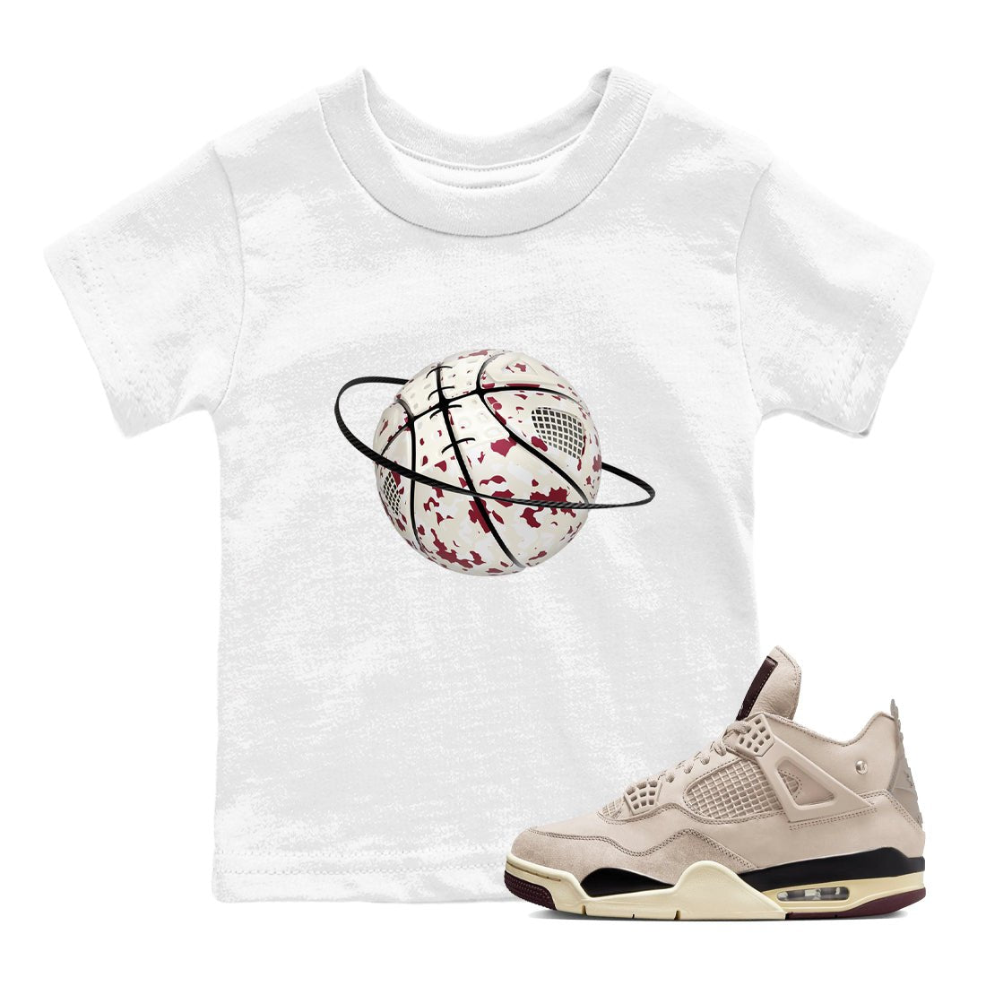 4s A Ma Maniere x Fossil Stone shirts to match jordans Camo Basketball Planet sneaker match tees Air Jordan 4 A Ma Maniere x Fossil Stone match shoes to clothes SNRT Sneaker Tees Youth Baby White 1 tee