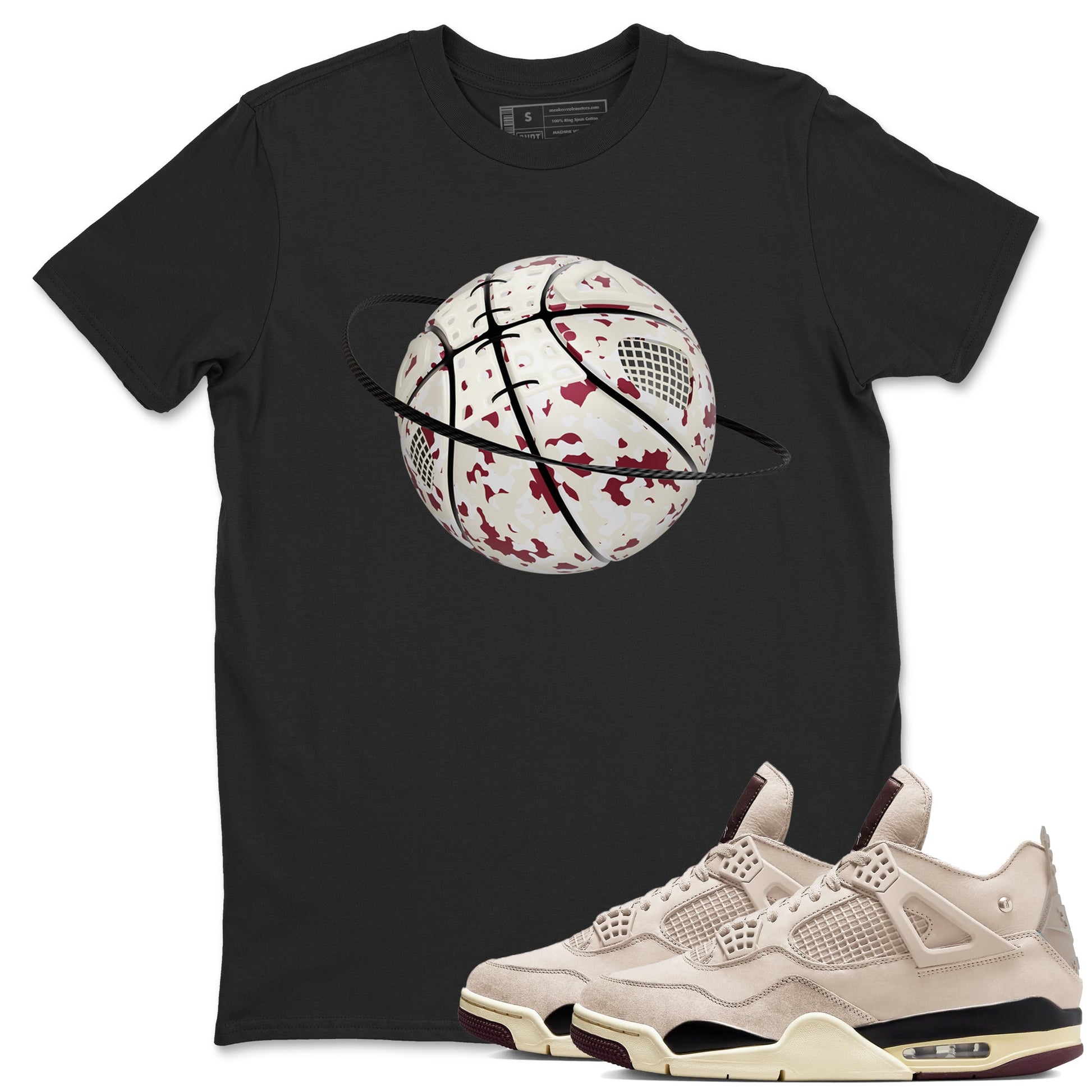 4s A Ma Maniere x Fossil Stone shirts to match jordans Camo Basketball Planet sneaker match tees Air Jordan 4 A Ma Maniere x Fossil Stone match shoes to clothes SNRT Sneaker Tees unisex cotton Black 1 shirts