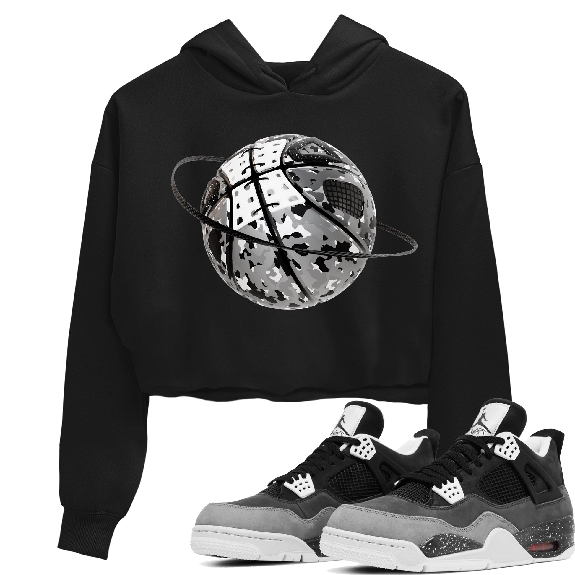 4s Fear shirts to match jordans Camo Basketball Planet sneaker match tees Air Jordan 4 Fear match shoes to clothes SNRT Sneaker Tees unisex cotton Black 1 crop tee