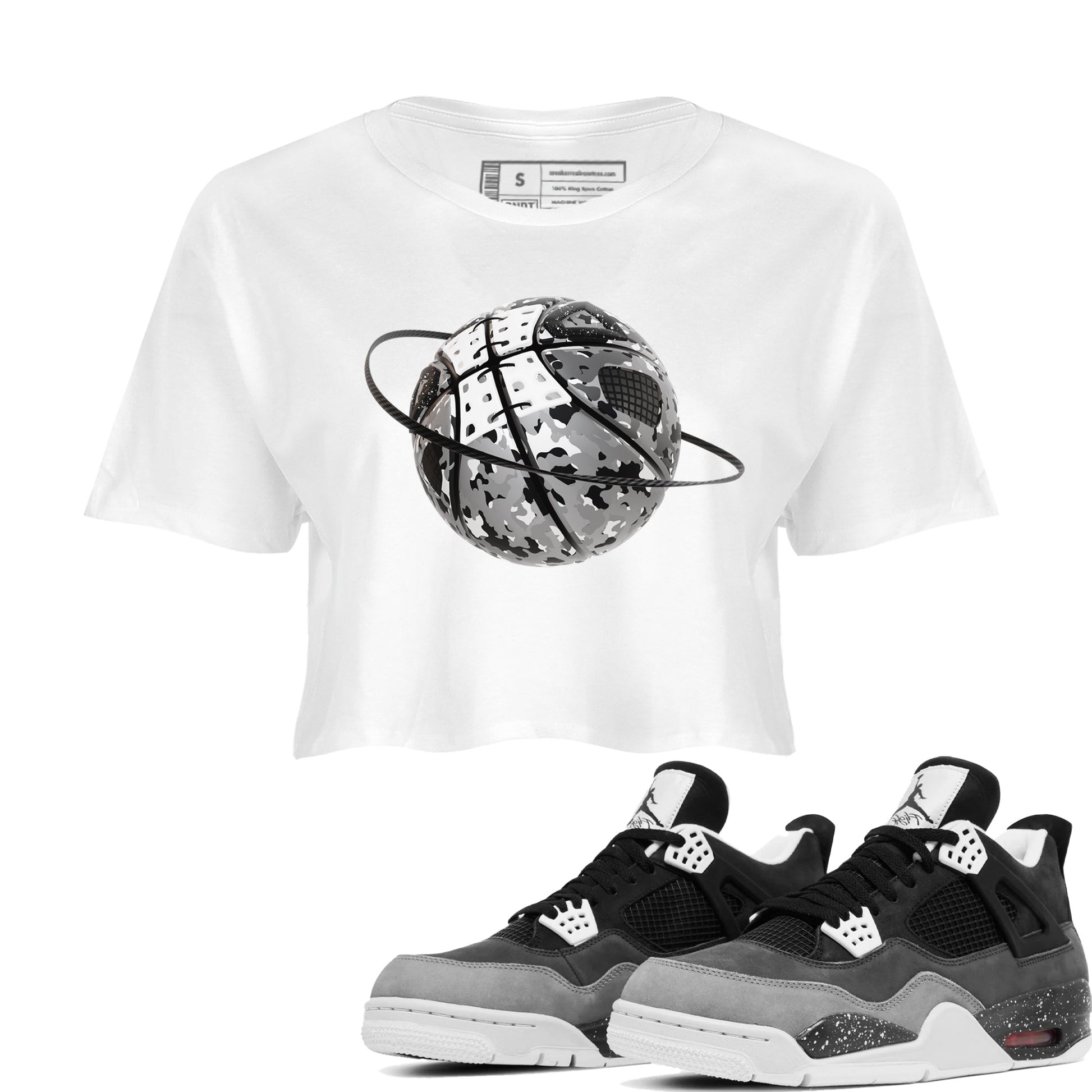 4s Fear shirts to match jordans Camo Basketball Planet sneaker match tees Air Jordan 4 Fear match shoes to clothes SNRT Sneaker Tees unisex cotton White 1 crop tee