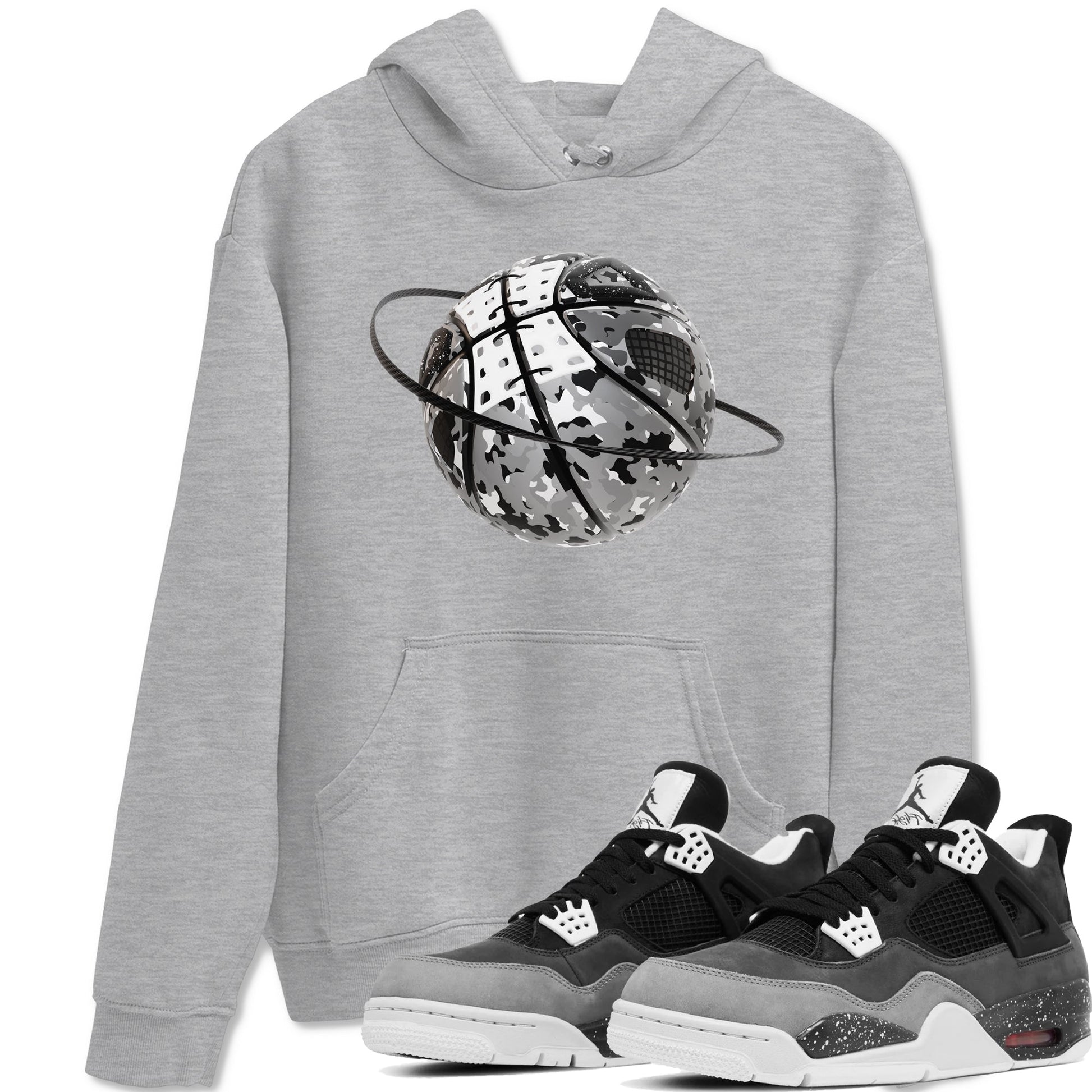 4s Fear shirts to match jordans Camo Basketball Planet sneaker match tees Air Jordan 4 Fear match shoes to clothes SNRT Sneaker Tees unisex cotton Heather Grey 1 shirts