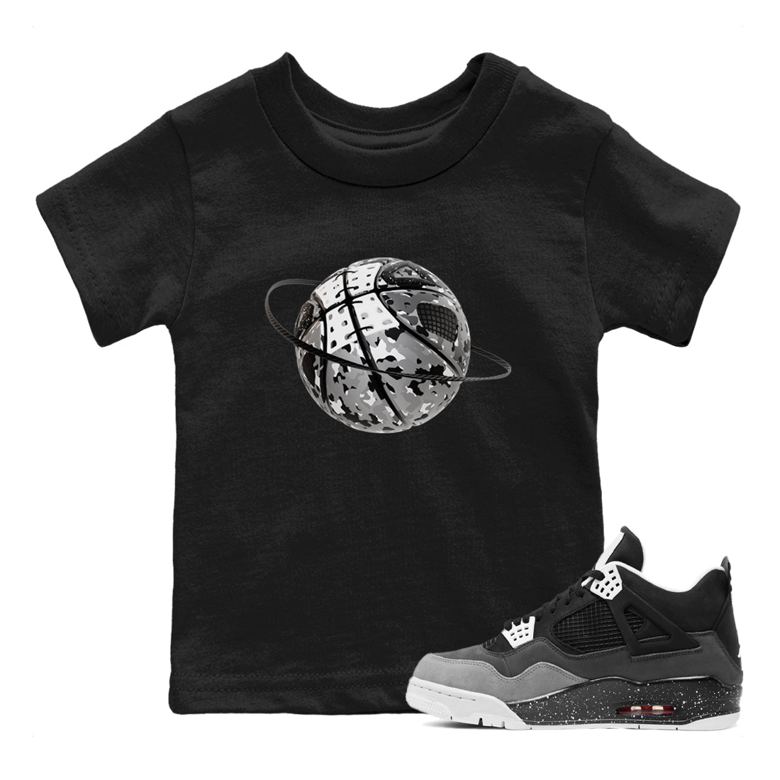 4s Fear shirts to match jordans Camo Basketball Planet sneaker match tees Air Jordan 4 Fear match shoes to clothes SNRT Sneaker Tees Youth Baby Black 1 tee