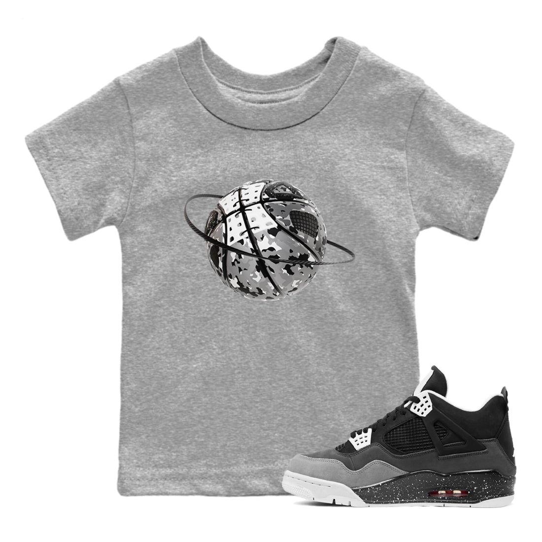 4s Fear shirts to match jordans Camo Basketball Planet sneaker match tees Air Jordan 4 Fear match shoes to clothes SNRT Sneaker Tees Youth Baby Heather Grey 1 tee