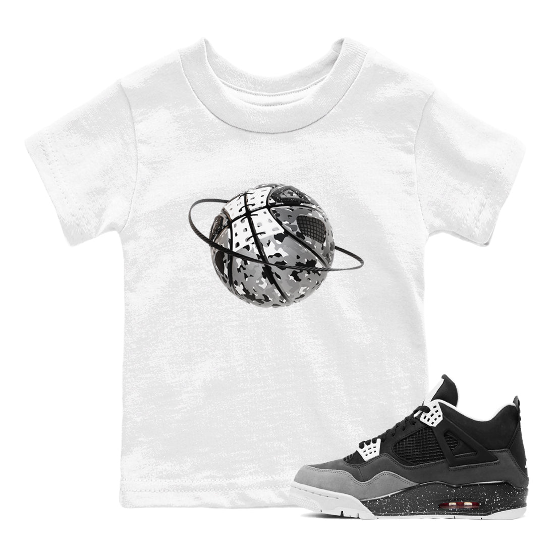 4s Fear shirts to match jordans Camo Basketball Planet sneaker match tees Air Jordan 4 Fear match shoes to clothes SNRT Sneaker Tees Youth Baby White 1 tee