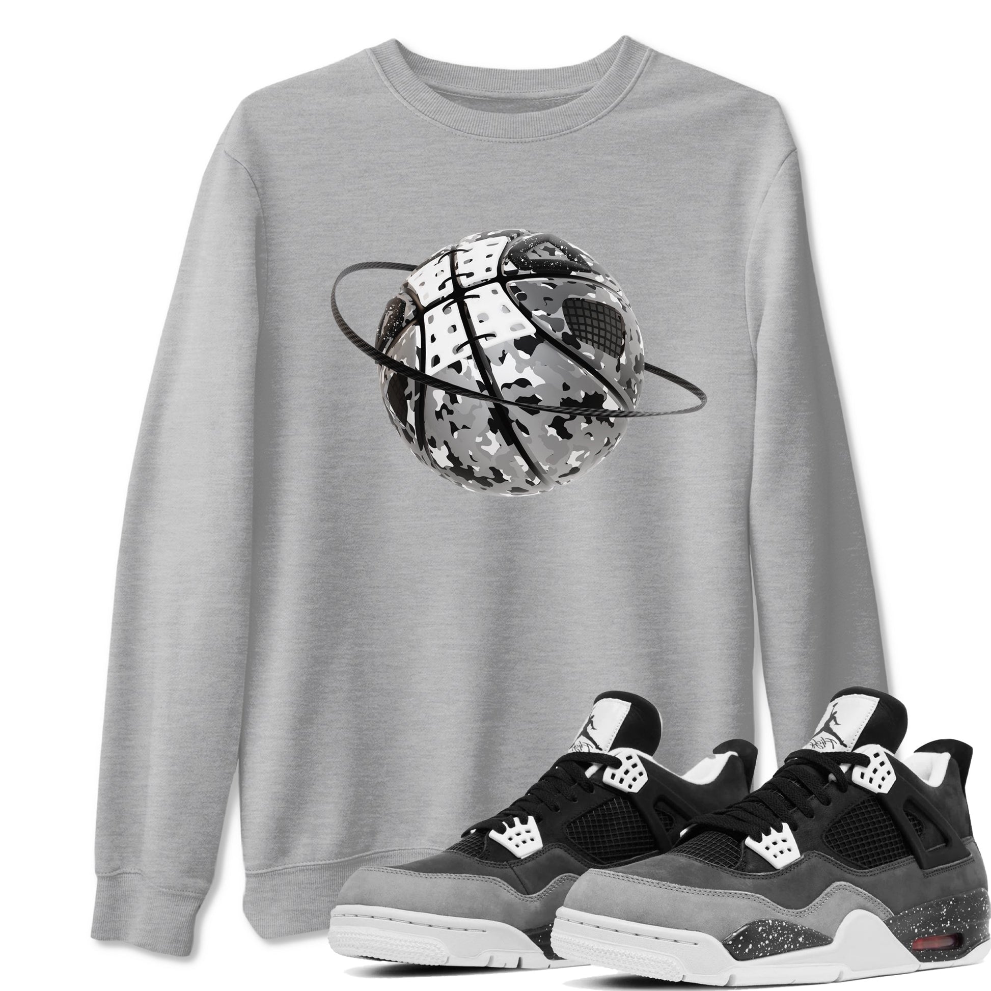 4s Fear shirts to match jordans Camo Basketball Planet sneaker match tees Air Jordan 4 Fear match shoes to clothes SNRT Sneaker Tees unisex cotton Heather Grey 1 shirts