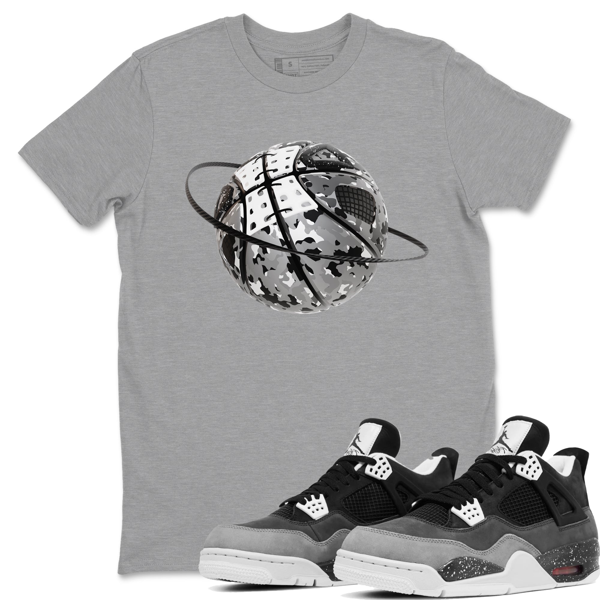 4s Fear shirts to match jordans Camo Basketball Planet sneaker match tees Air Jordan 4 Fear match shoes to clothes SNRT Sneaker Tees unisex cotton Heather Grey 1 shirts
