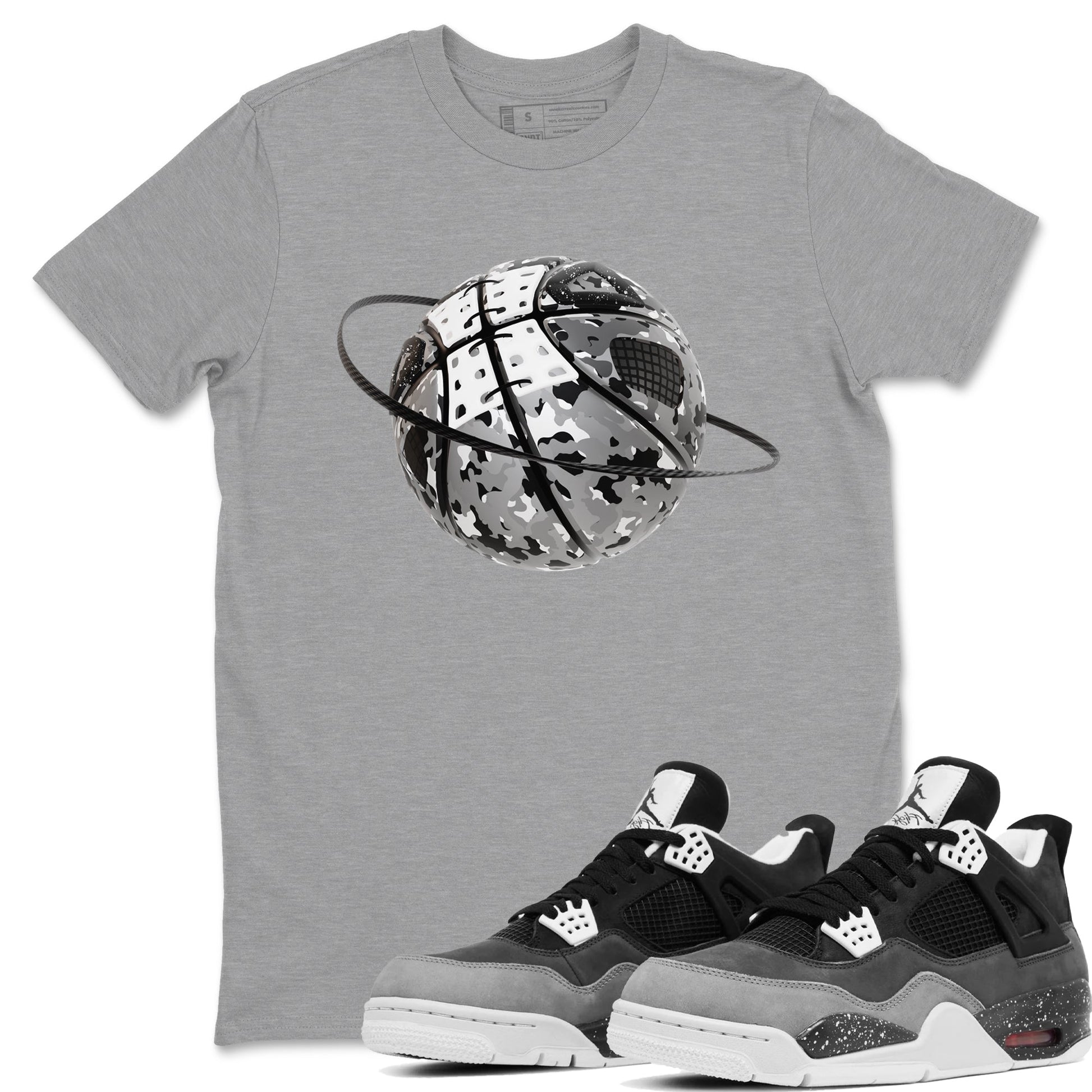 4s Fear shirts to match jordans Camo Basketball Planet sneaker match tees Air Jordan 4 Fear match shoes to clothes SNRT Sneaker Tees unisex cotton Heather Grey 1 shirts