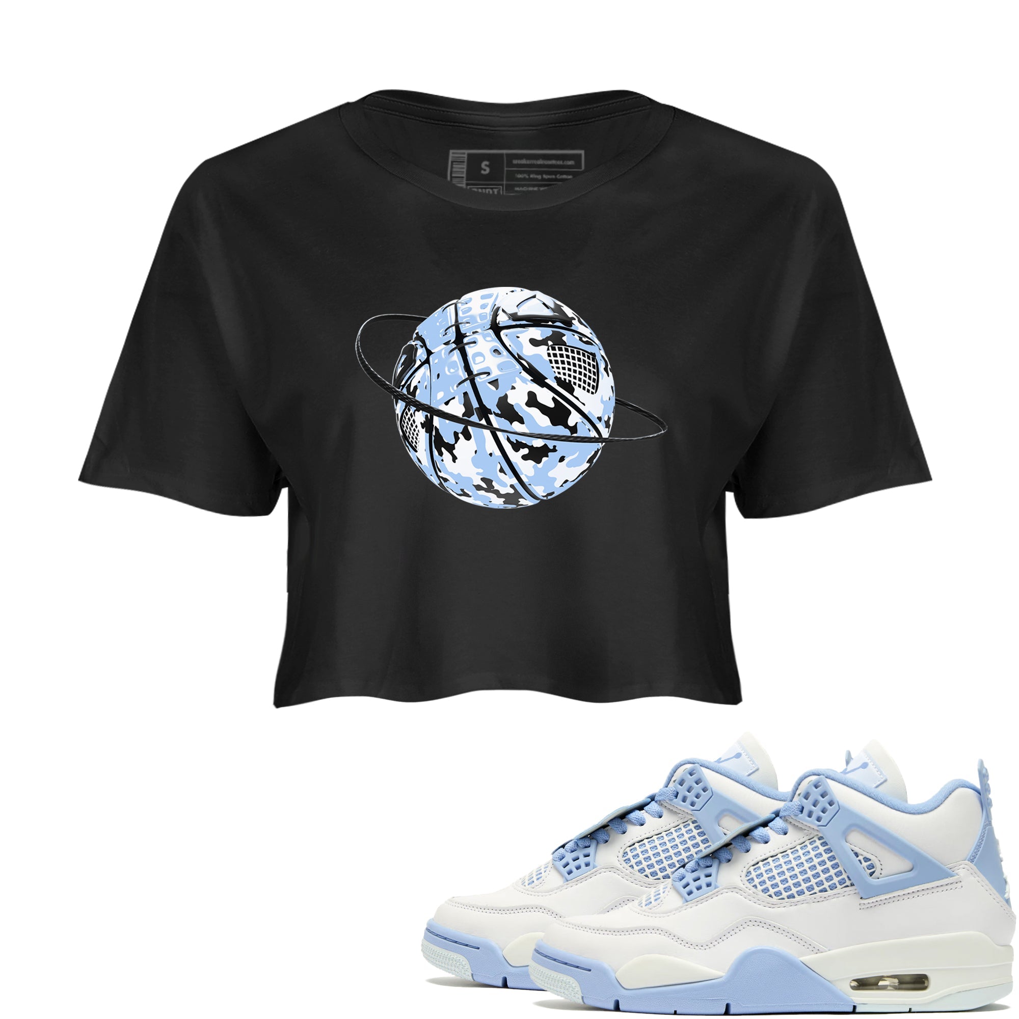 Air Jordan 4 WMNS Aluminumsneaker match tee Camo Basketball Planet sneaker match tees Air Jordan 4 Forget Me Not best t-shirts to match jordans SNRT Sneaker Tees unisex cotton Black 1 crop tee
