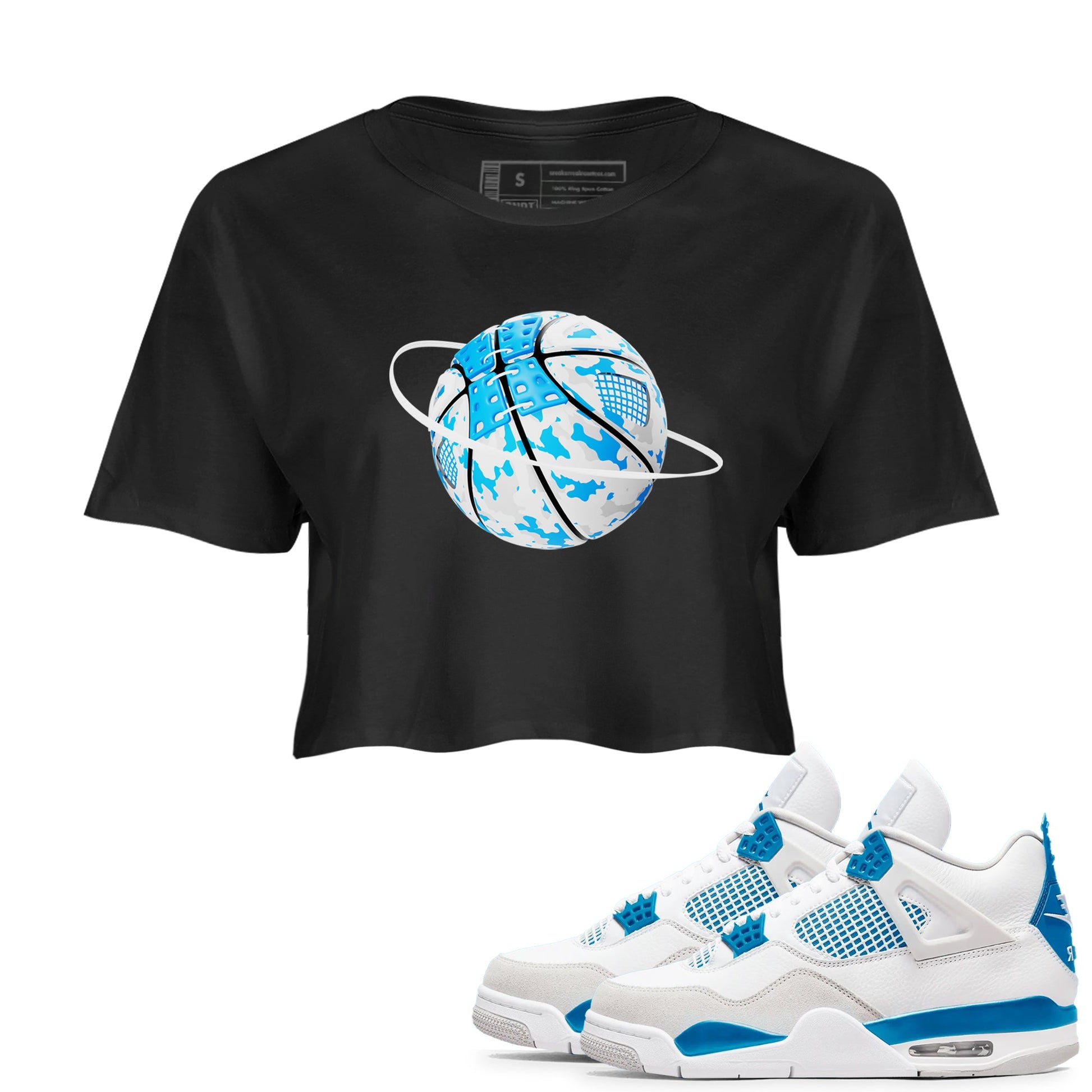 Air Jordan 4 Industrial Blue shirt to match jordans Camo Basketball Planet sneaker tees Air Jordan 4 Military Blue SNRT Sneaker Release Tees Black 1 crop length shirt