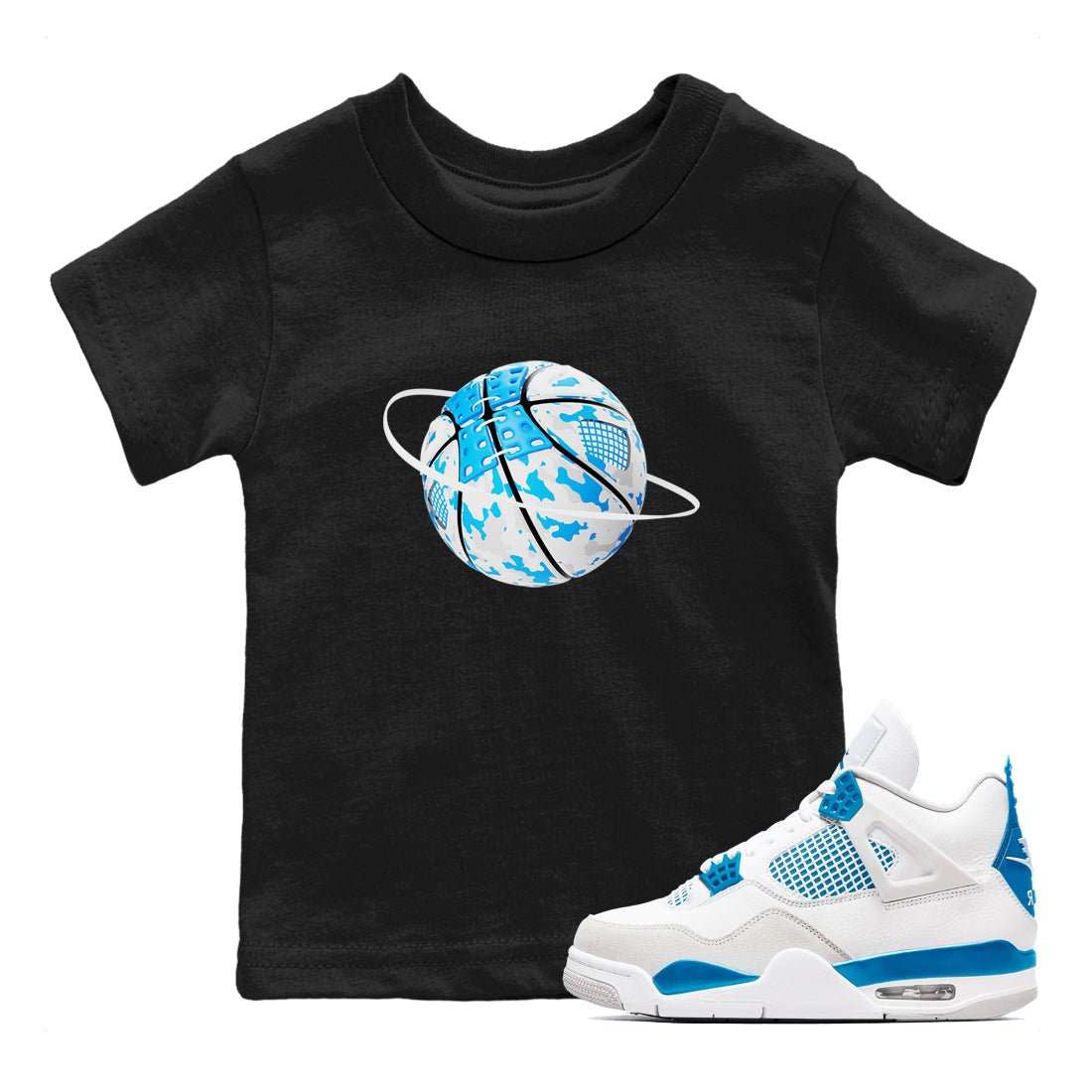 Air Jordan 4 Industrial Blue shirt to match jordans Camo Basketball Planet sneaker tees Air Jordan 4 Military Blue SNRT sneaker release tees baby toddler Black 1 cotton Shirt