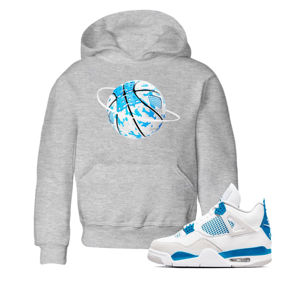Air Jordan 4 Industrial Blue shirt to match jordans Camo Basketball Planet sneaker tees Air Jordan 4 Military Blue SNRT sneaker release tees baby toddler Heather Grey 1 cotton Shirt