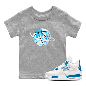 Air Jordan 4 Industrial Blue shirt to match jordans Camo Basketball Planet sneaker tees Air Jordan 4 Military Blue SNRT sneaker release tees baby toddler Heather Grey 1 cotton Shirt