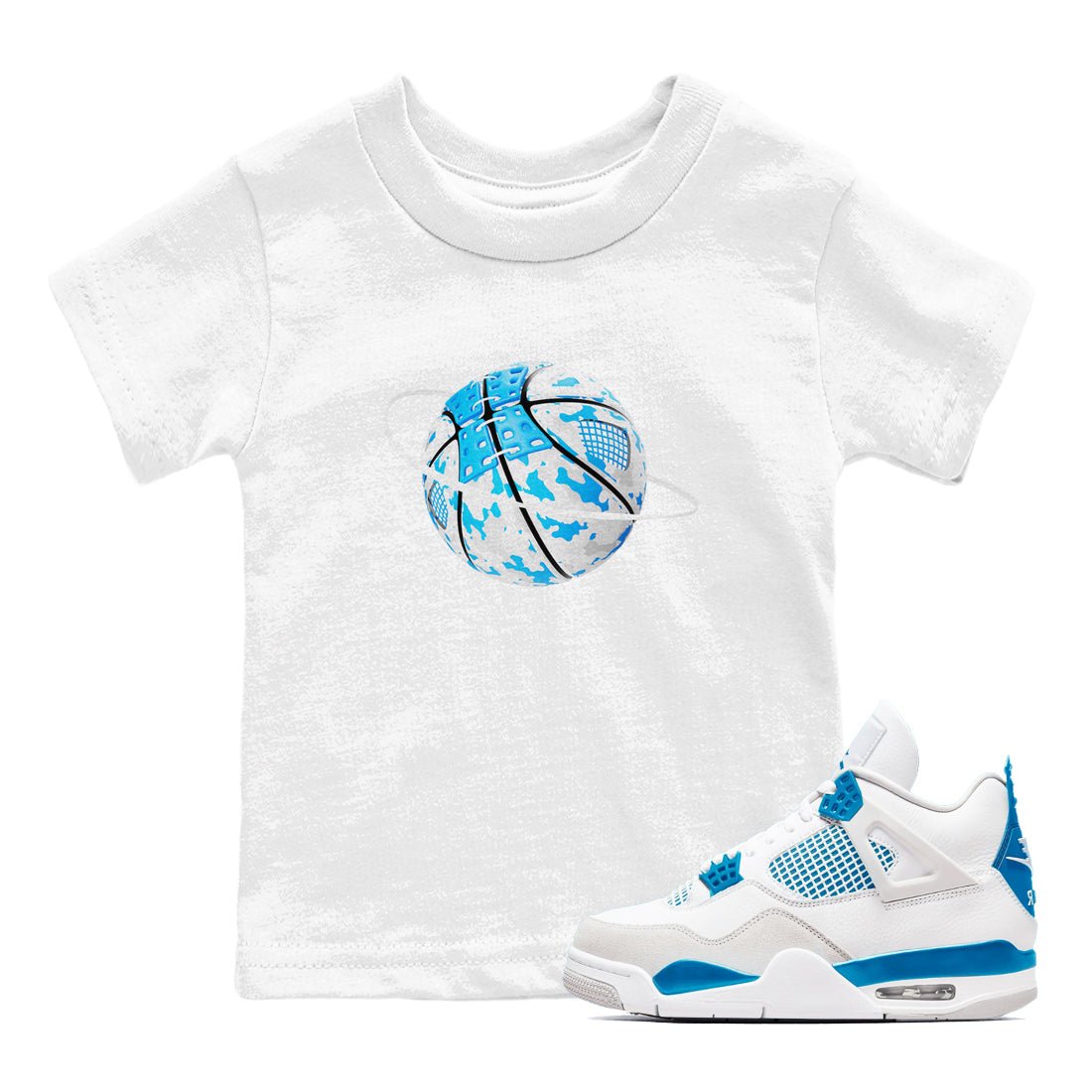 Air Jordan 4 Industrial Blue shirt to match jordans Camo Basketball Planet sneaker tees Air Jordan 4 Military Blue SNRT sneaker release tees baby toddler White 1 cotton Shirt