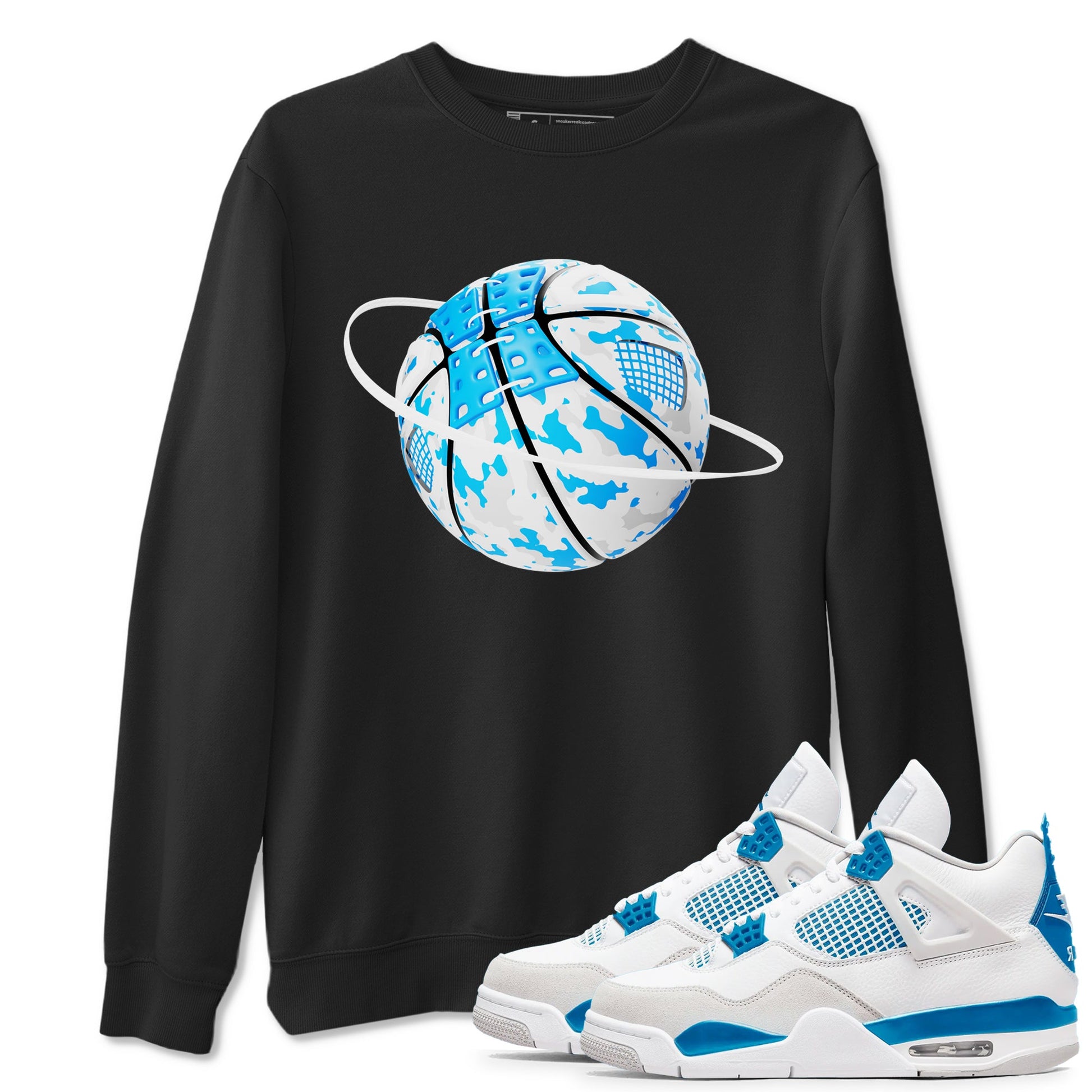 Air Jordan 4 Industrial Blue shirt to match jordans Camo Basketball Planet sneaker tees Air Jordan 4 Military Blue SNRT Sneaker Release Tees unisex cotton Black 1 crew neck shirt