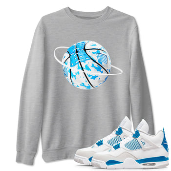 Air Jordan 4 Industrial Blue shirt to match jordans Camo Basketball Planet sneaker tees Air Jordan 4 Military Blue SNRT Sneaker Release Tees unisex cotton Heather Grey 1 crew neck shirt