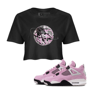 4s Retro Orchid shirts to match jordans Camo Basketball Planet sneaker match tees Air Jordan 4 WMNS Orchid match shoes to clothes SNRT Sneaker Tees unisex cotton Black 1 crop tee