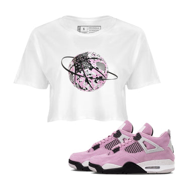 4s Retro Orchid shirts to match jordans Camo Basketball Planet sneaker match tees Air Jordan 4 WMNS Orchid match shoes to clothes SNRT Sneaker Tees unisex cotton White 1 crop tee