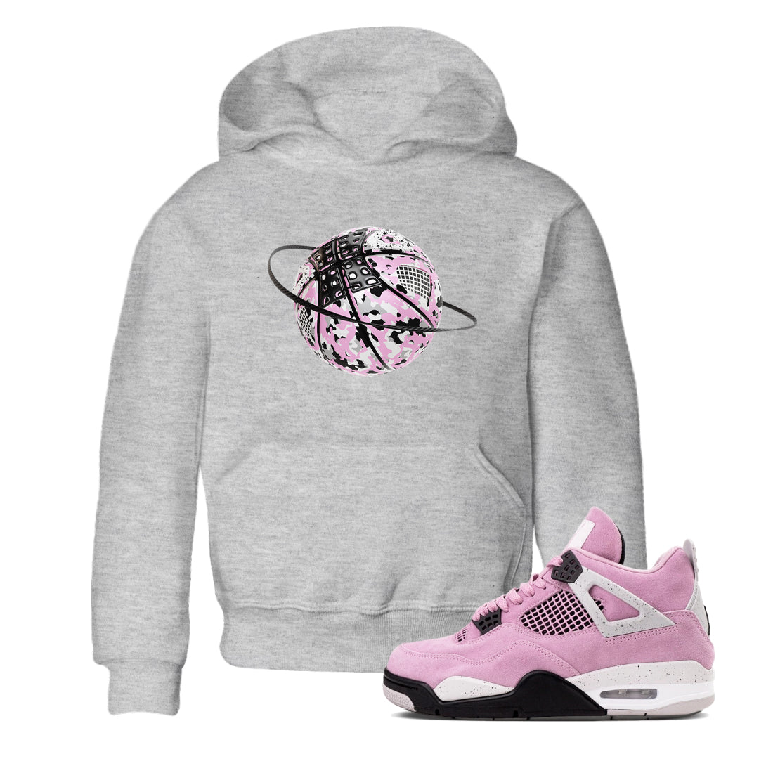 4s Retro Orchid shirts to match jordans Camo Basketball Planet sneaker match tees Air Jordan 4 WMNS Orchid match shoes to clothes SNRT Sneaker Tees Youth Baby Heather Grey 1 tee