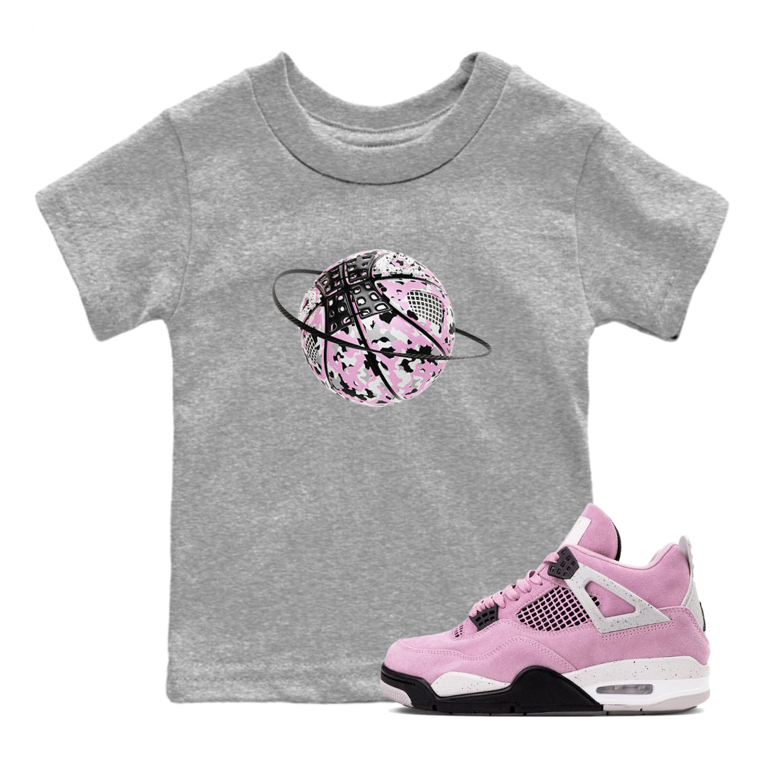 4s Retro Orchid shirts to match jordans Camo Basketball Planet sneaker match tees Air Jordan 4 WMNS Orchid match shoes to clothes SNRT Sneaker Tees Youth Baby Heather Grey 1 tee