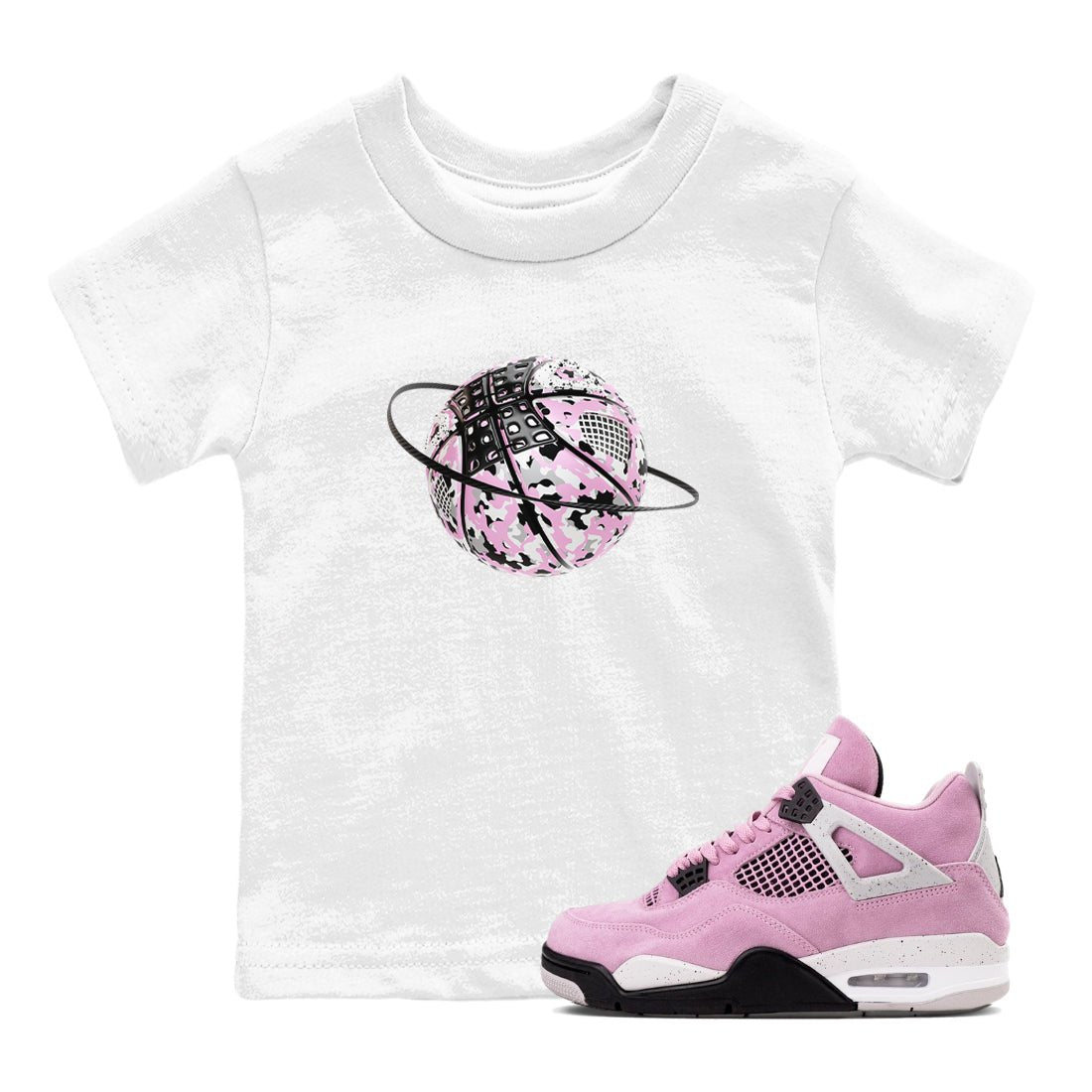 4s Retro Orchid shirts to match jordans Camo Basketball Planet sneaker match tees Air Jordan 4 WMNS Orchid match shoes to clothes SNRT Sneaker Tees Youth Baby White 1 tee