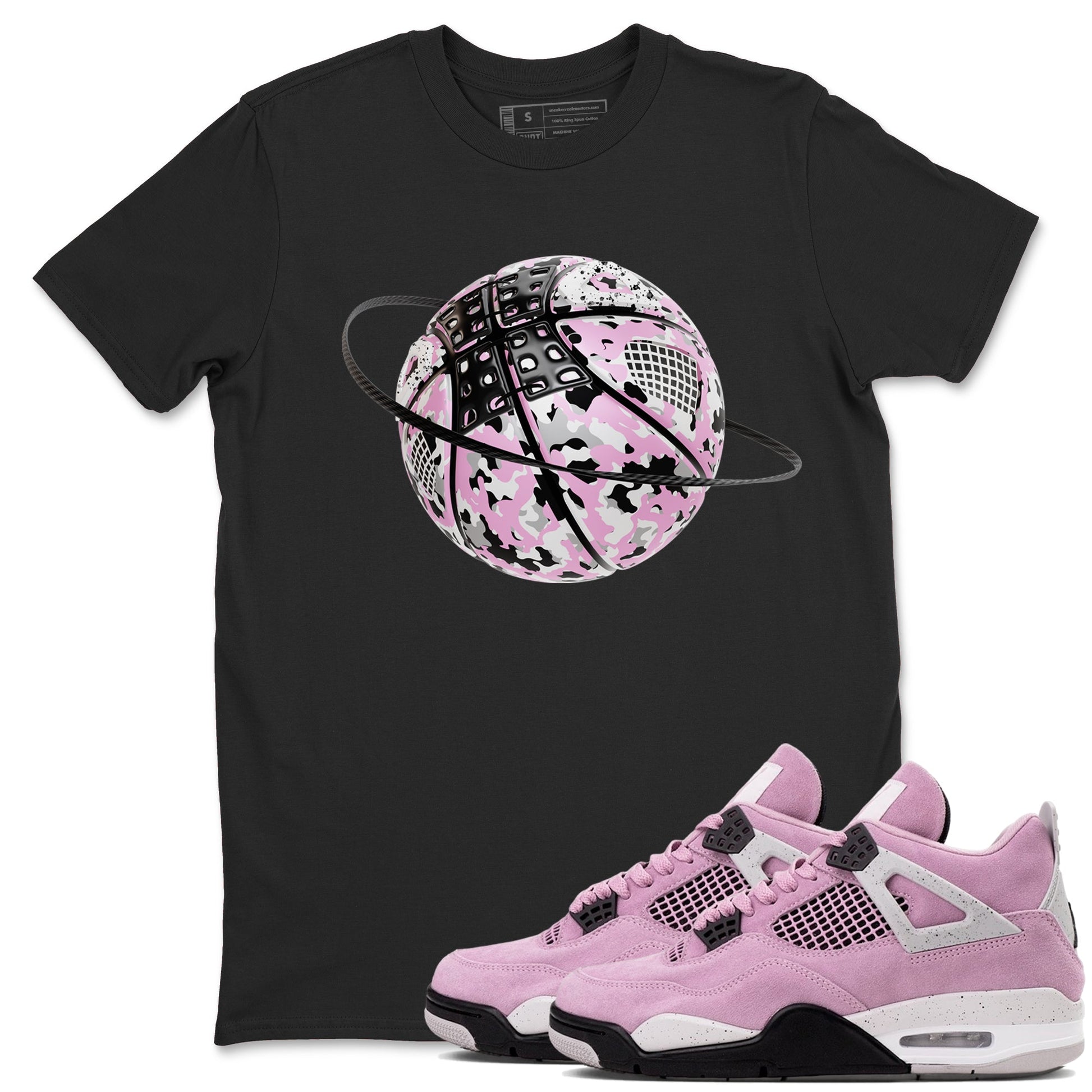 4s Retro Orchid shirts to match jordans Camo Basketball Planet sneaker match tees Air Jordan 4 WMNS Orchid match shoes to clothes SNRT Sneaker Tees unisex cotton Black 1 shirts