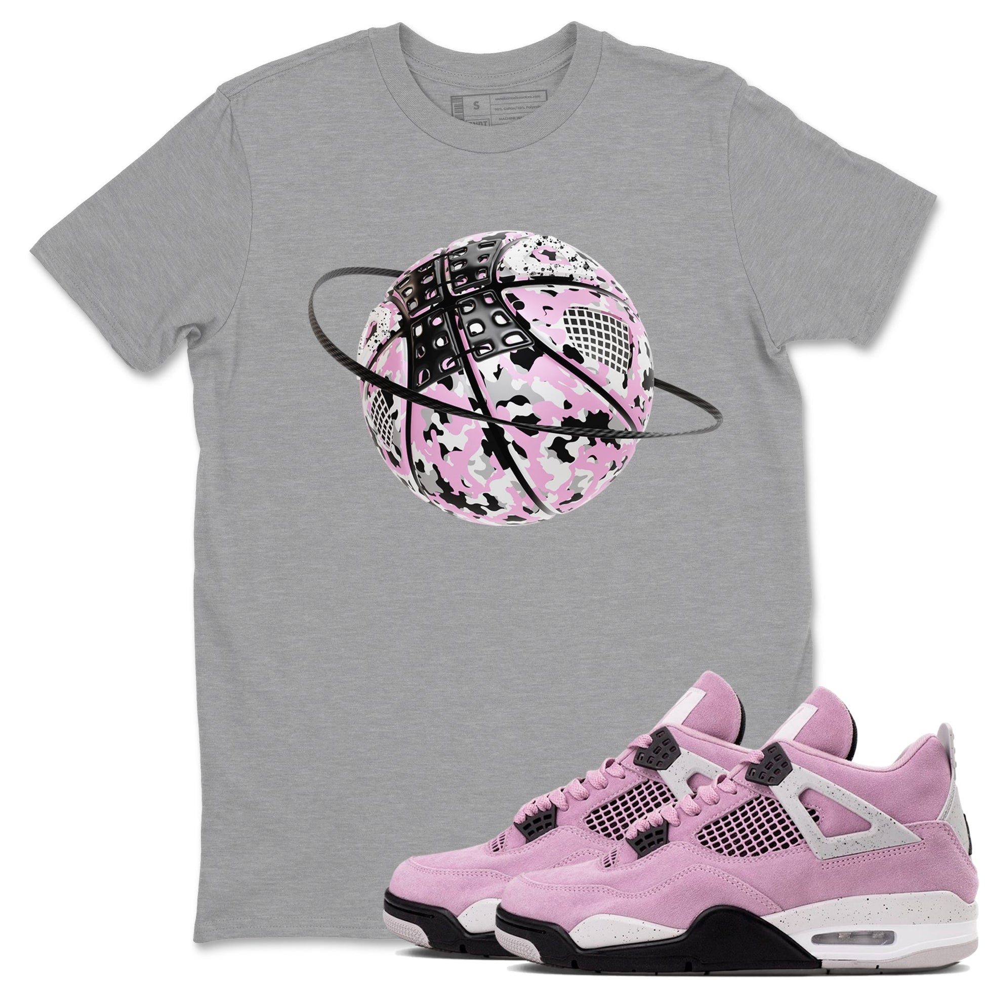 4s Retro Orchid shirts to match jordans Camo Basketball Planet sneaker match tees Air Jordan 4 WMNS Orchid match shoes to clothes SNRT Sneaker Tees unisex cotton Heather Grey 1 shirts