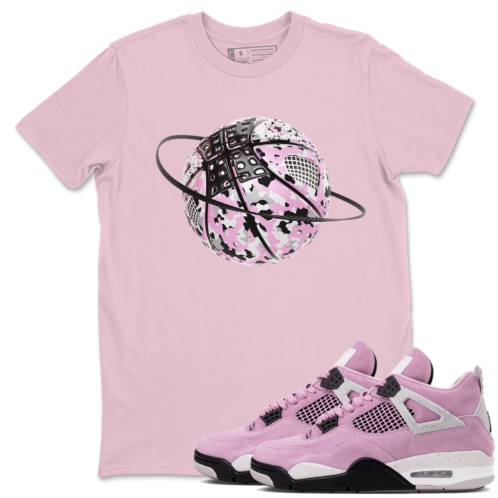 4s Retro Orchid shirts to match jordans Camo Basketball Planet sneaker match tees Air Jordan 4 WMNS Orchid match shoes to clothes SNRT Sneaker Tees unisex cotton Pink 1 shirts