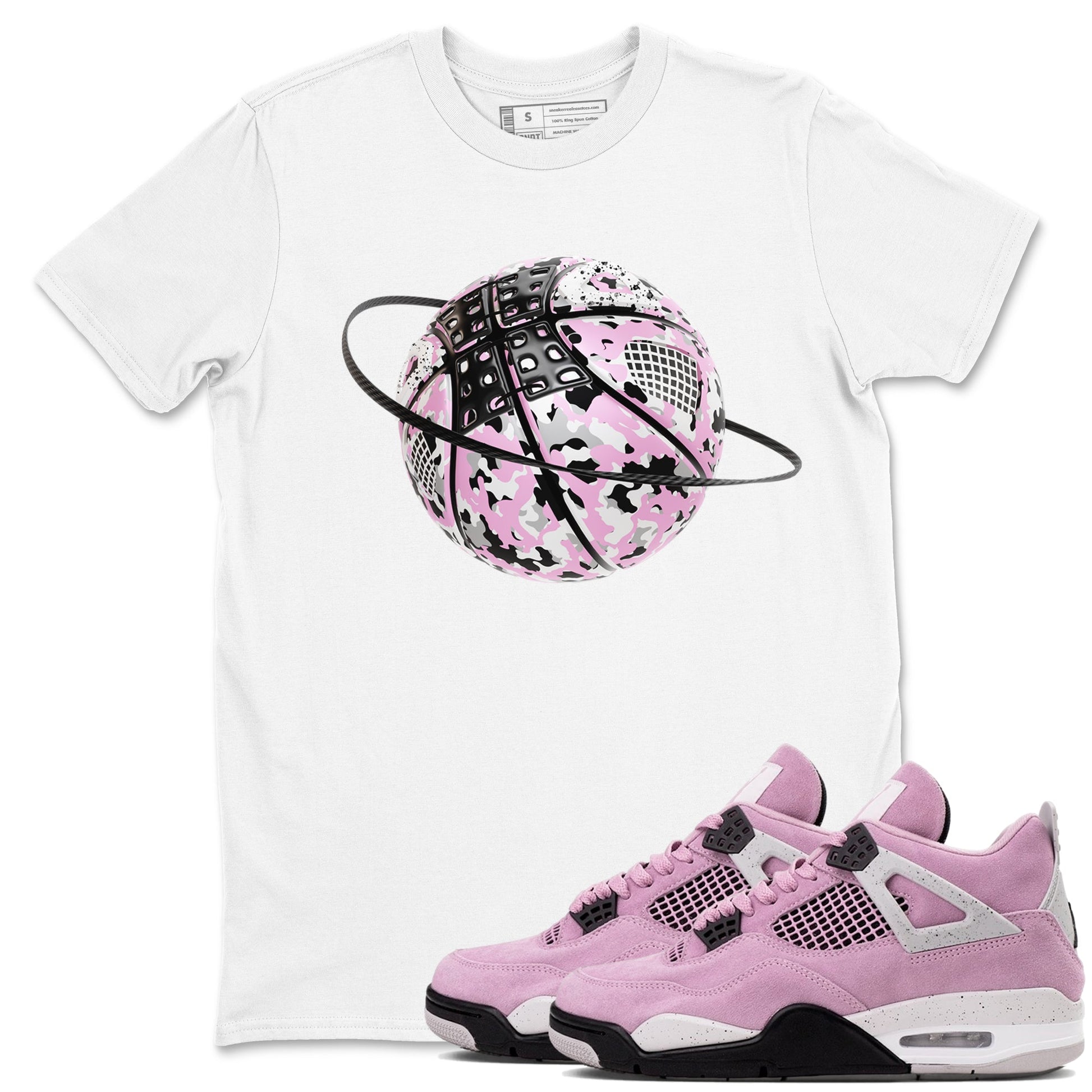 4s Retro Orchid shirts to match jordans Camo Basketball Planet sneaker match tees Air Jordan 4 WMNS Orchid match shoes to clothes SNRT Sneaker Tees unisex cotton White 1 shirts