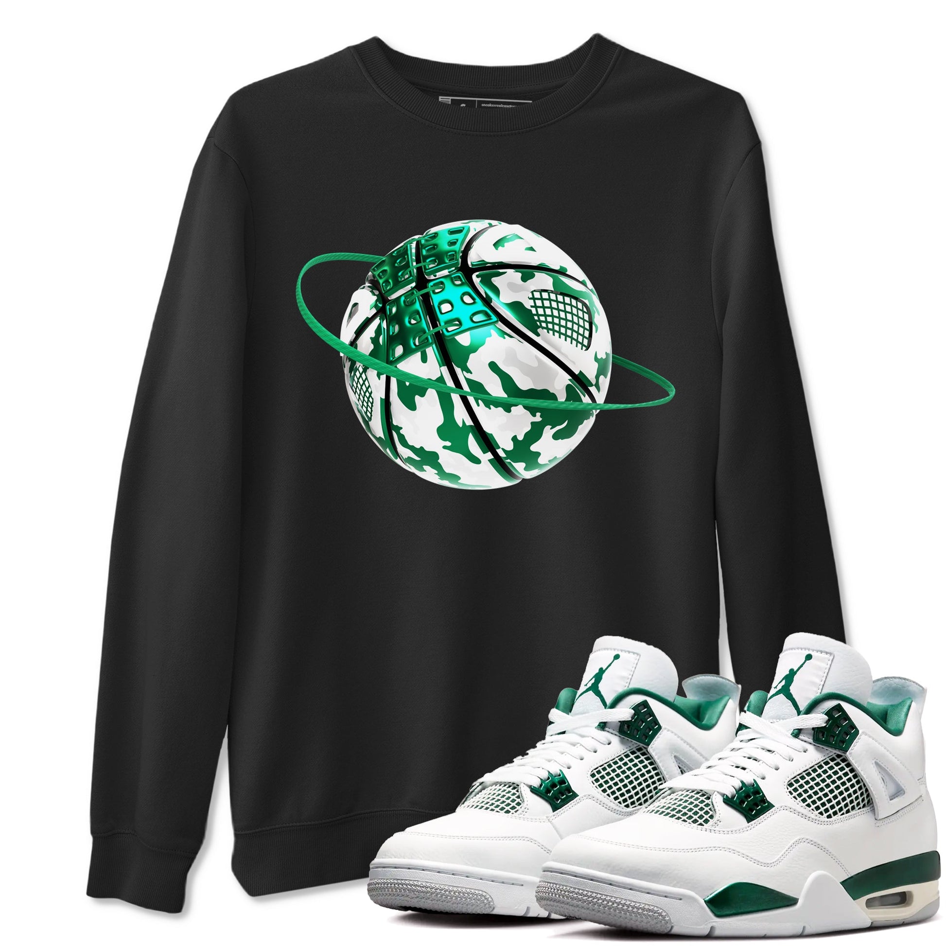 4s Oxidized Green shirts to match jordans Camo Basketball Planet sneaker match tees Air Jordan 4 Oxidized Green SNRT Sneaker Tees streetwear brand Black 1 unisex cotton tee