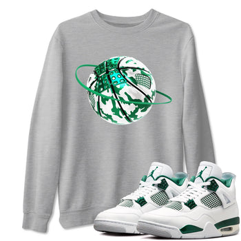4s Oxidized Green shirts to match jordans Camo Basketball Planet sneaker match tees Air Jordan 4 Oxidized Green SNRT Sneaker Tees streetwear brand Heather Grey 1 unisex cotton tee