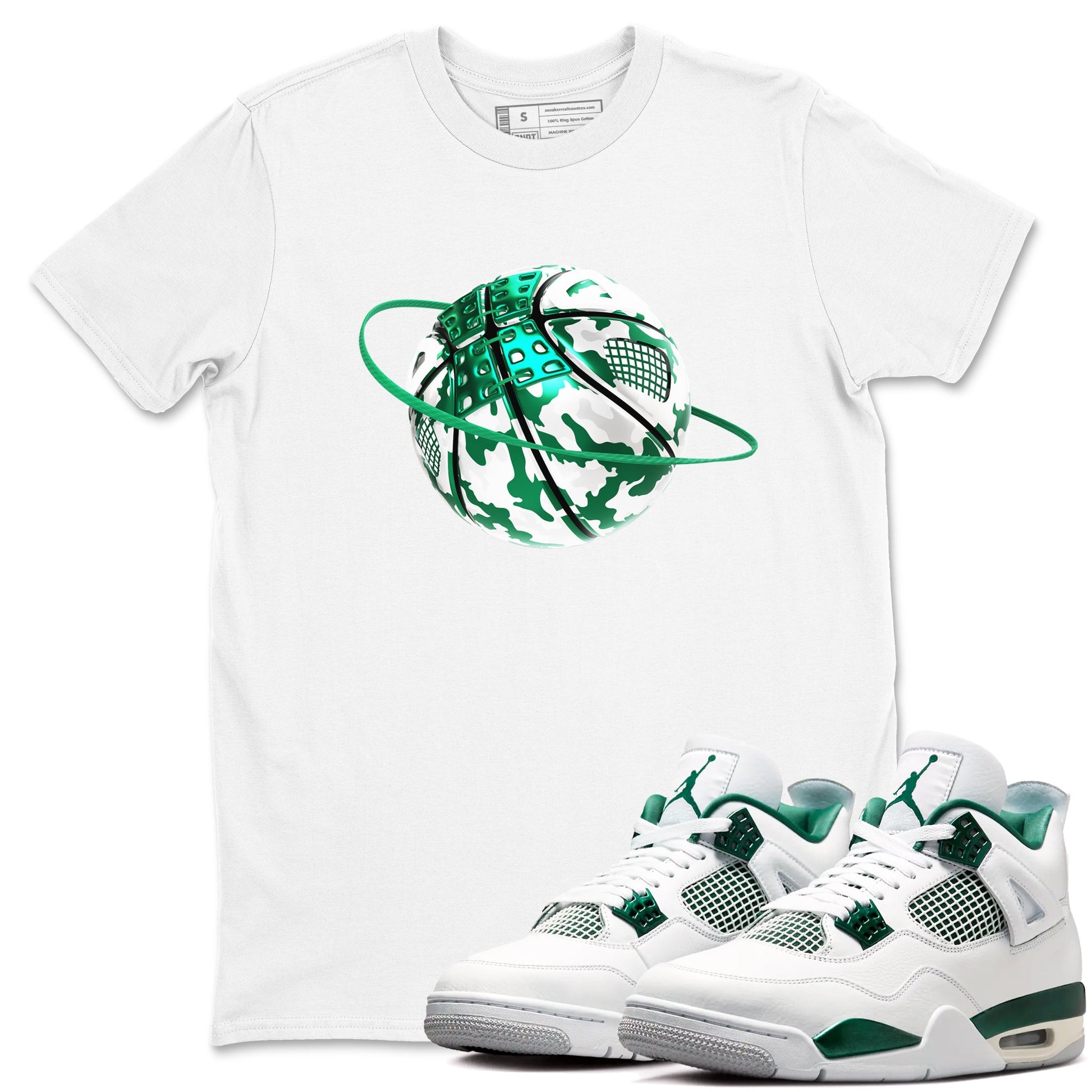 4s Oxidized Green shirts to match jordans Camo Basketball Planet sneaker match tees Air Jordan 4 Oxidized Green SNRT Sneaker Tees streetwear brand White 1 unisex cotton tee