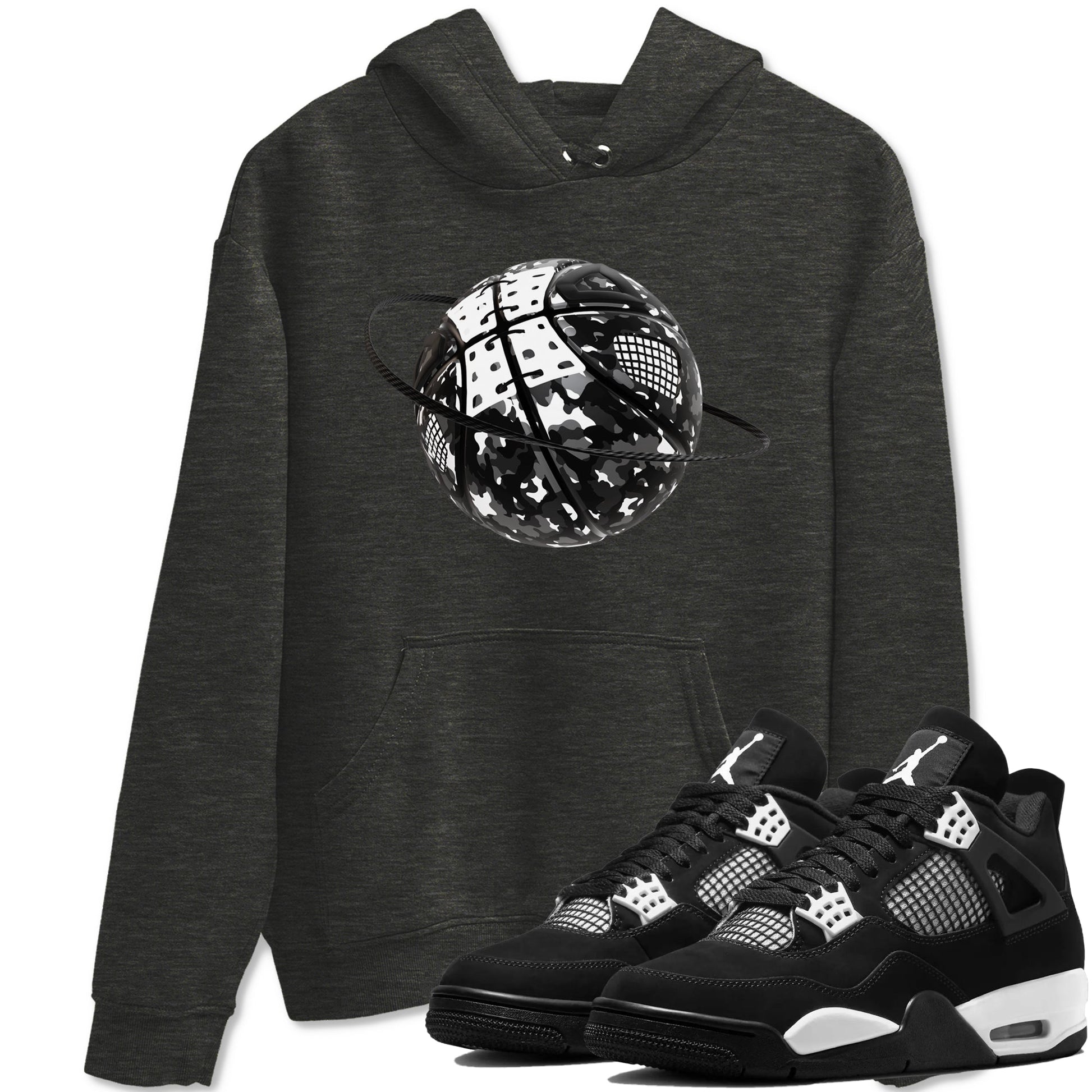 4s White Thunder shirts to match jordans Camo Basketball Planet sneaker match tees Air Jordan 4 White Thunder SNRT Sneaker Release Tees unisex cotton Charcoal Heather 1 crew neck shirts