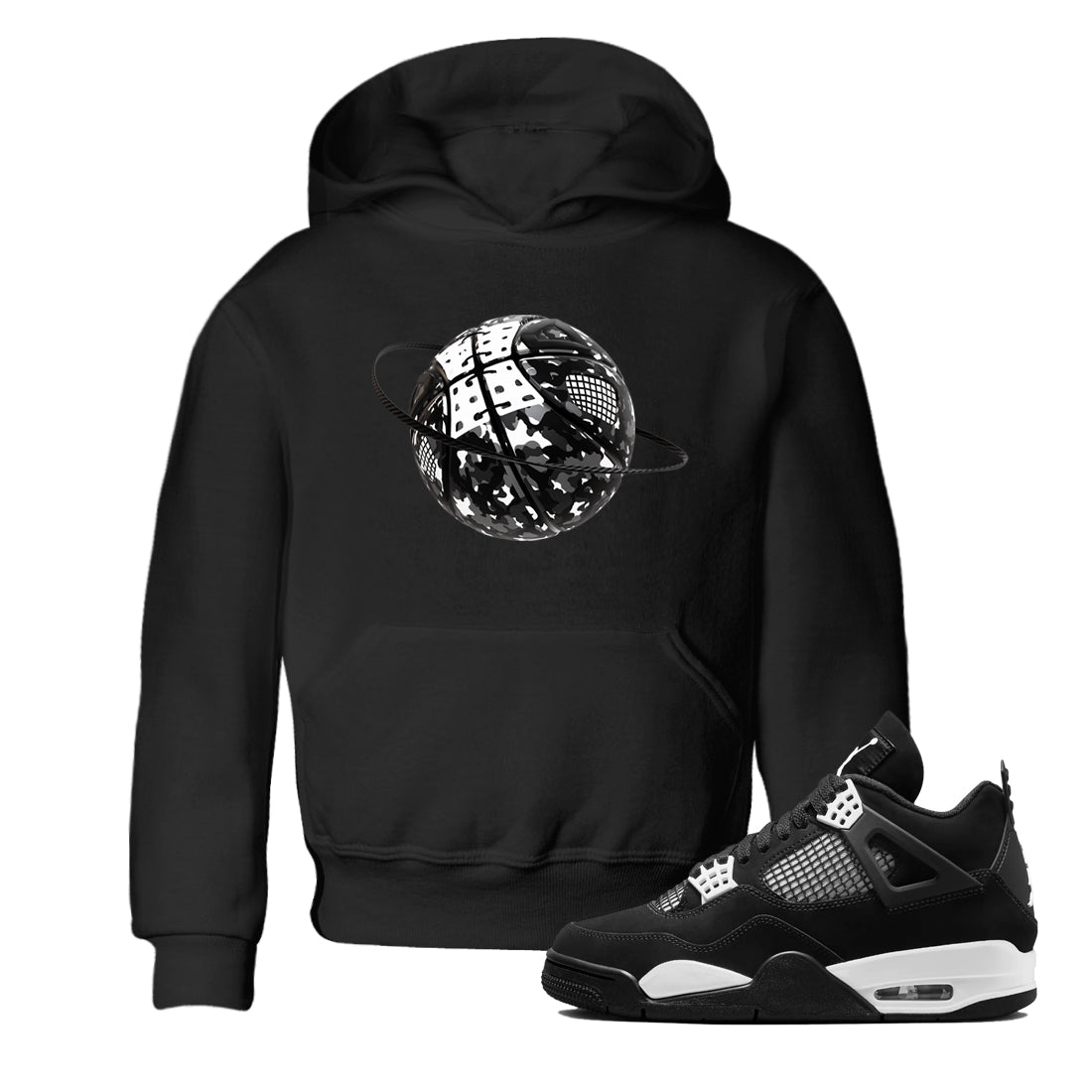 4s White Thunder shirts to match jordans Camo Basketball Planet sneaker match tees Air Jordan 4 White Thunder SNRT Sneaker Release Tees Youth Baby Black 1 crew neck shirts