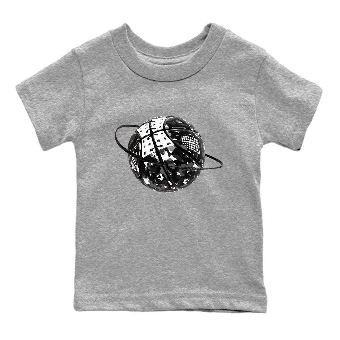4s White Thunder shirts to match jordans Camo Basketball Planet sneaker match tees Air Jordan 4 White Thunder SNRT Sneaker Release Tees Youth Baby Heather Grey 2 crew neck shirts