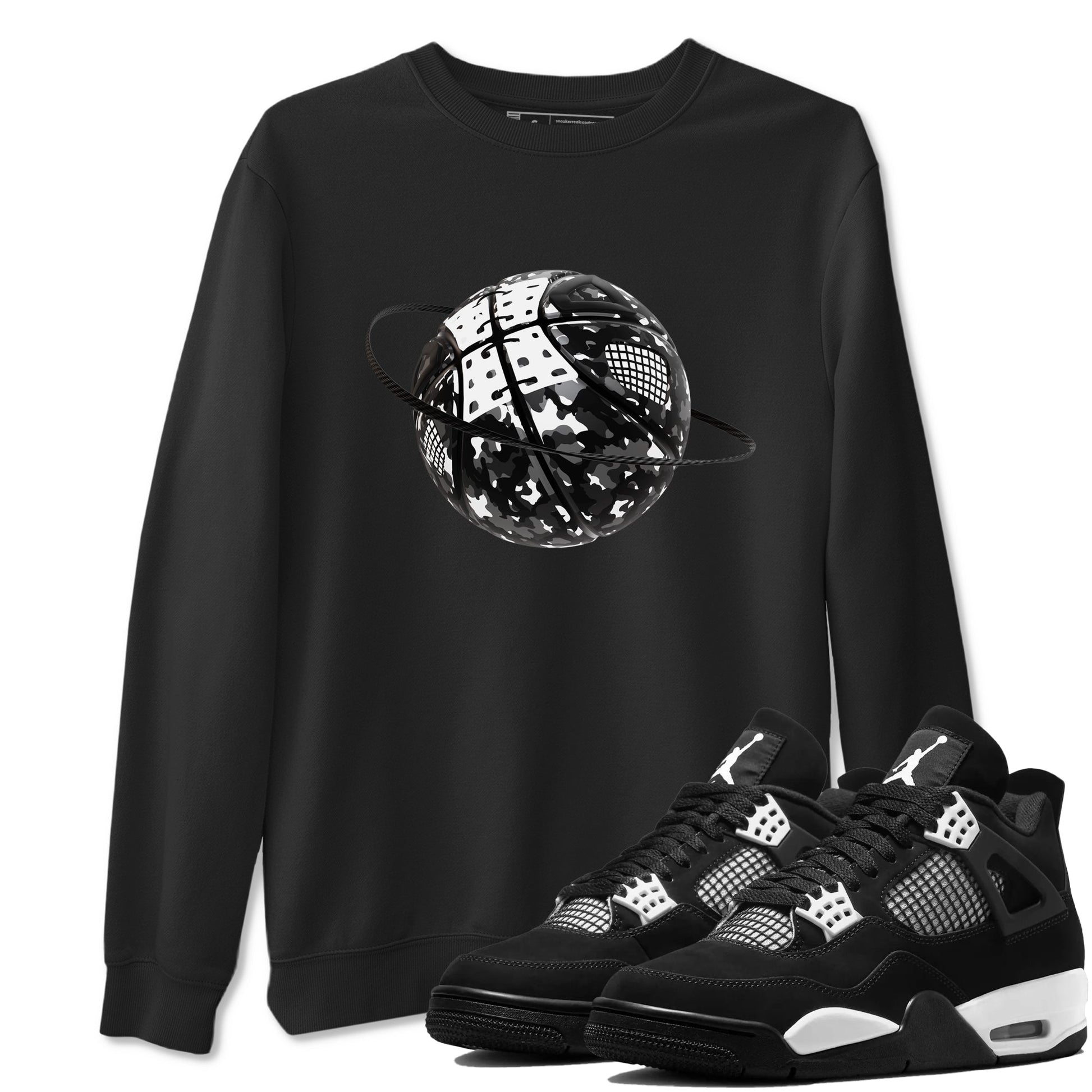 4s White Thunder shirts to match jordans Camo Basketball Planet sneaker match tees Air Jordan 4 White Thunder SNRT Sneaker Release Tees unisex cotton Black 1 crew neck shirts