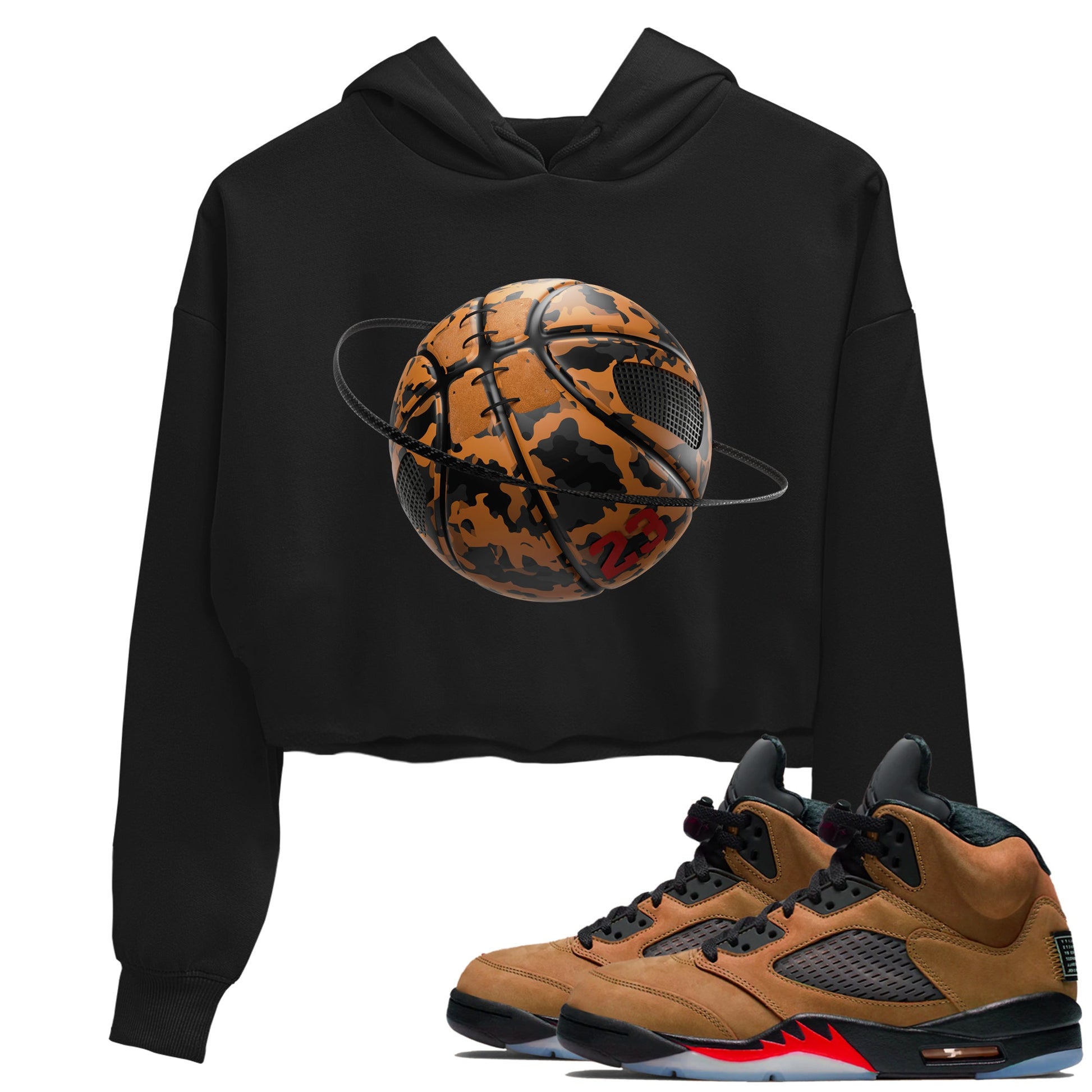 5s Archaeo Brown shirts to match jordans Camo Basketball Planet sneaker match tees Air Jordan 5 Archaeo Brown match shoes to clothes SNRT Sneaker Tees unisex cotton Black 1 crop tee