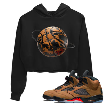 5s Archaeo Brown shirts to match jordans Camo Basketball Planet sneaker match tees Air Jordan 5 Archaeo Brown match shoes to clothes SNRT Sneaker Tees unisex cotton Black 1 crop tee