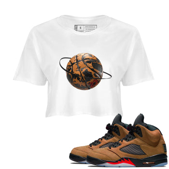 5s Archaeo Brown shirts to match jordans Camo Basketball Planet sneaker match tees Air Jordan 5 Archaeo Brown match shoes to clothes SNRT Sneaker Tees unisex cotton White 1 crop tee