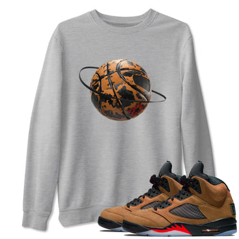 5s Archaeo Brown shirts to match jordans Camo Basketball Planet sneaker match tees Air Jordan 5 Archaeo Brown match shoes to clothes SNRT Sneaker Tees unisex cotton Heather Grey 1 shirts