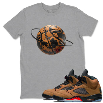5s Archaeo Brown shirts to match jordans Camo Basketball Planet sneaker match tees Air Jordan 5 Archaeo Brown match shoes to clothes SNRT Sneaker Tees unisex cotton Heather Grey 1 shirts