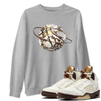 5s Golden Ticket shirts to match jordans Camo Basketball Planet best t shirts to wear with jordans Air Jordan 5 Golden Ticket match shoes to clothes SNRT Sneaker Tees unisex cotton Heather Grey 1 shirts