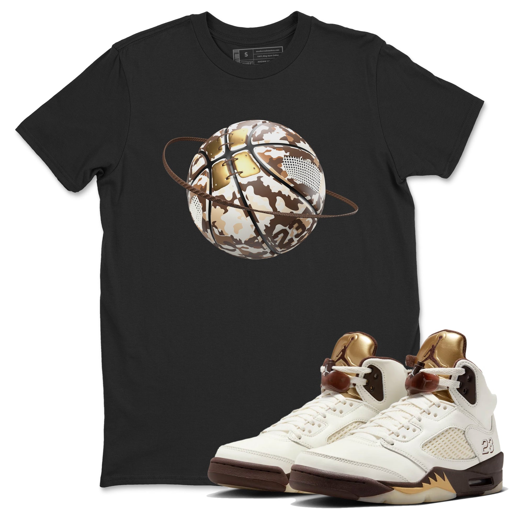 5s Golden Ticket shirts to match jordans Camo Basketball Planet best t shirts to wear with jordans Air Jordan 5 Golden Ticket match shoes to clothes SNRT Sneaker Tees unisex cotton Black 1 shirts