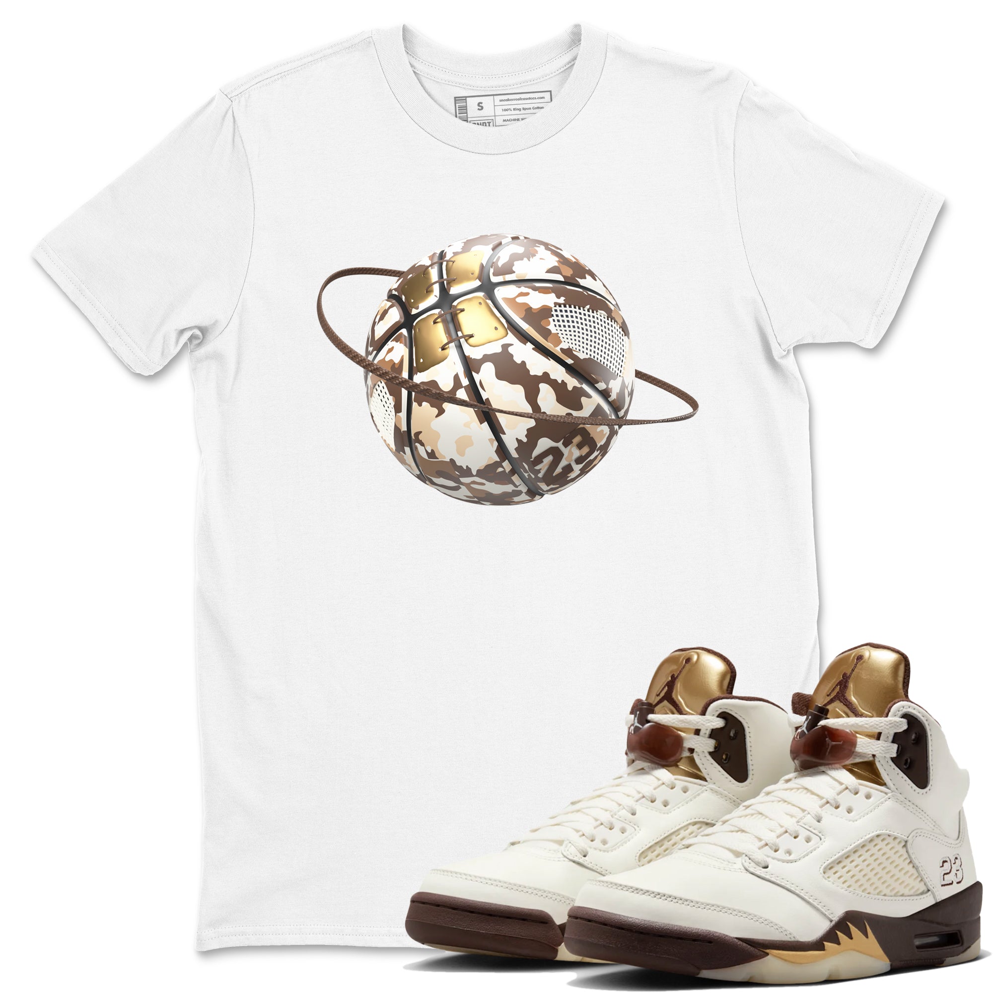 5s Golden Ticket shirts to match jordans Camo Basketball Planet best t shirts to wear with jordans Air Jordan 5 Golden Ticket match shoes to clothes SNRT Sneaker Tees unisex cotton White 1 shirts