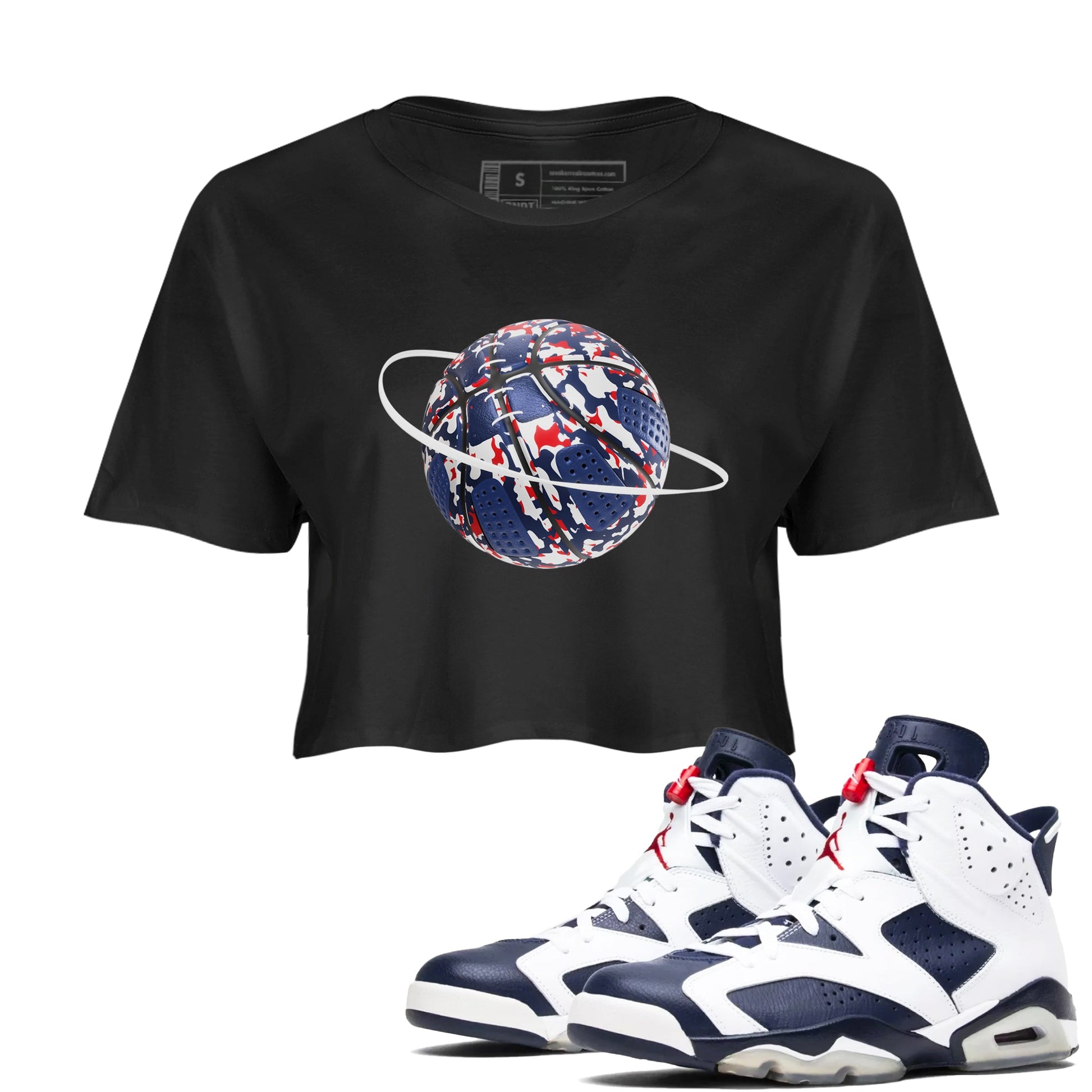 6s White And Midnight Navy shirts to match jordans Camo Basketball Planet sneaker match tees Air Jordan 6 White And Midnight Navy SNRT Sneaker Tees streetwear brand Black 1 crop tee